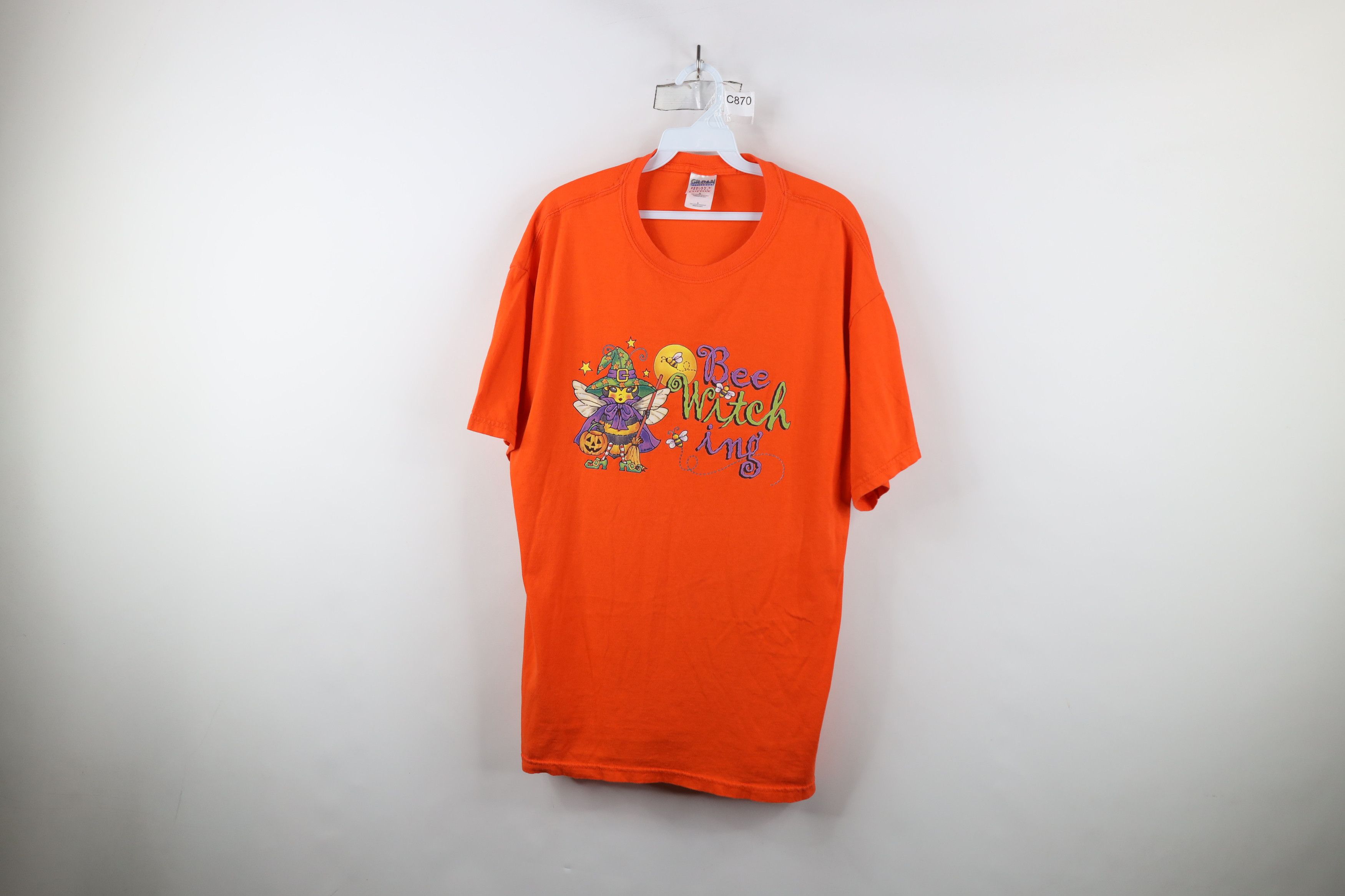 Vintage Vintage 90s Y2K Streetwear Halloween Witch T-Shirt Orange Size L / US 10 / IT 46 - 1 Thumbnail