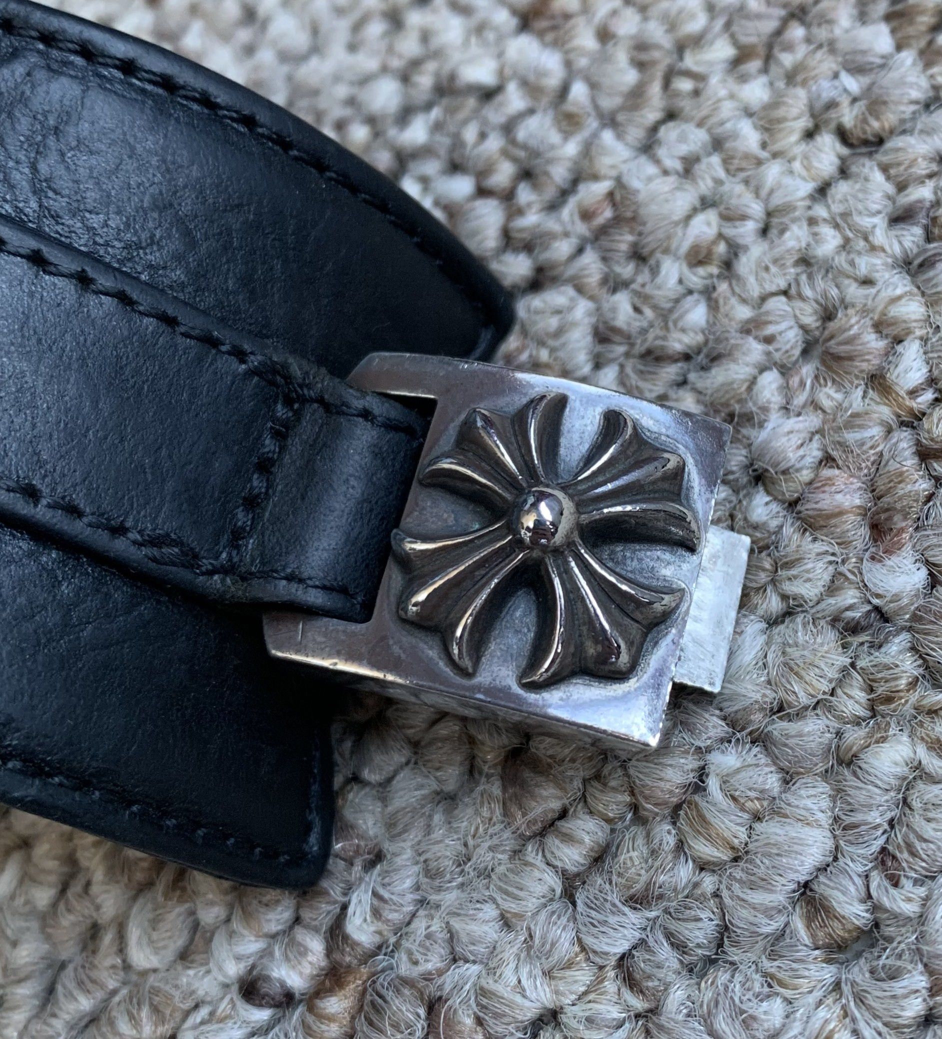 Chrome Hearts Chrome Hearts Wide Leather Silver Cross Bracelet Size ONE SIZE - 17 Thumbnail