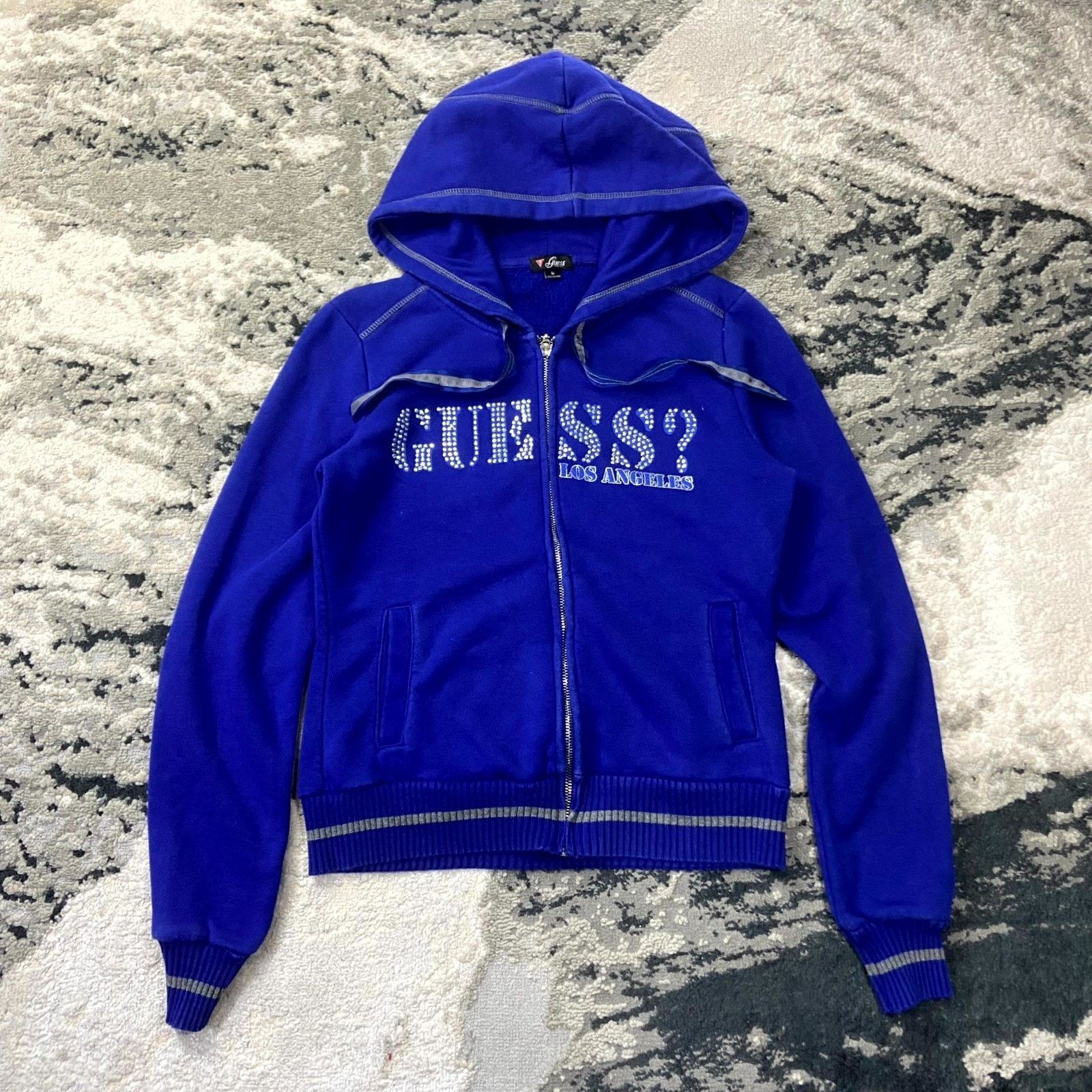 Guess Vintage Y2K Guess Bedazzled Hoodie Womens M Blue Rhinestones Size M / US 6-8 / IT 42-44 - 1 Thumbnail