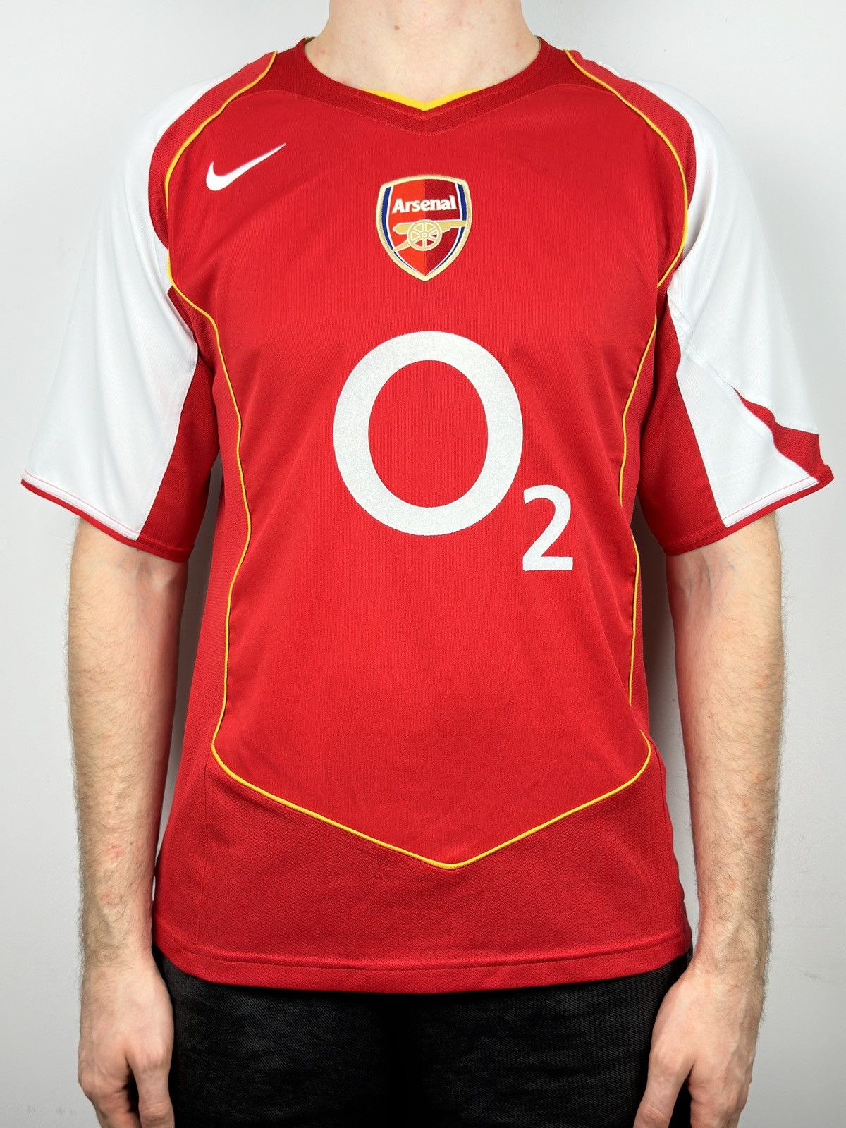 image of Nike x Soccer Jersey Vintage Arsenal 2004 Home Soccer Jersey Football Shirt in Red (Size Medium)