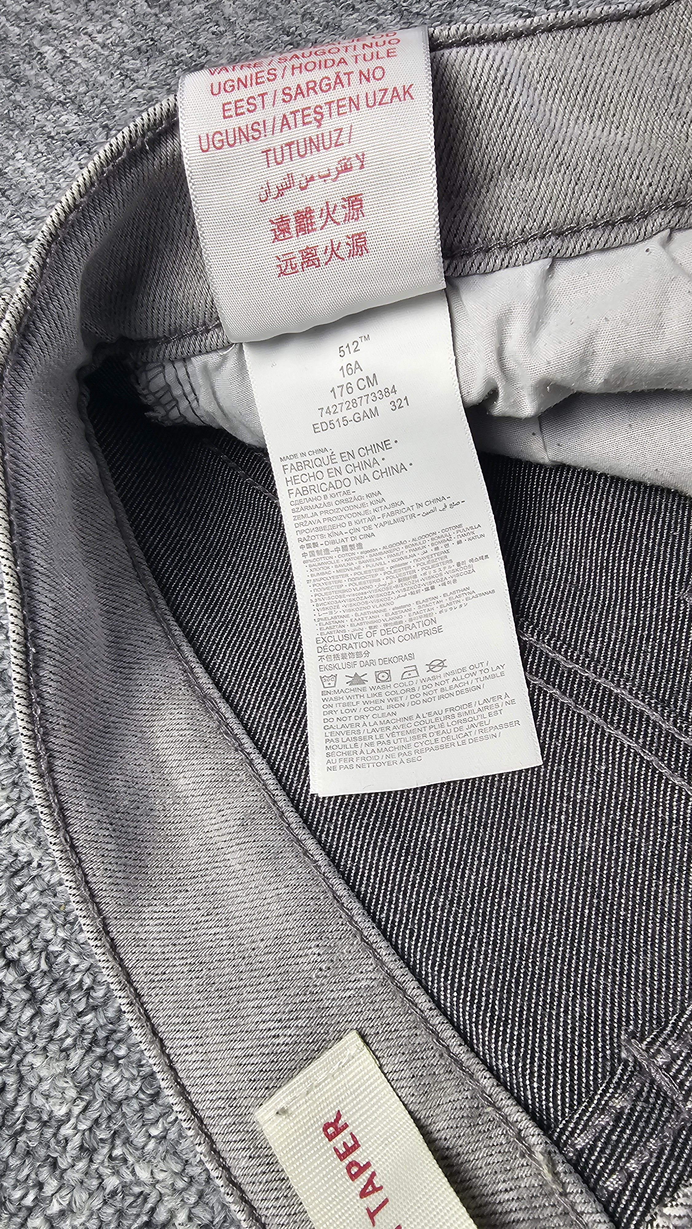 Levi's Levis 512 Slim Taper Jeans Women 29 Gray Heart Patch Y2K Size 29" - 10 Thumbnail