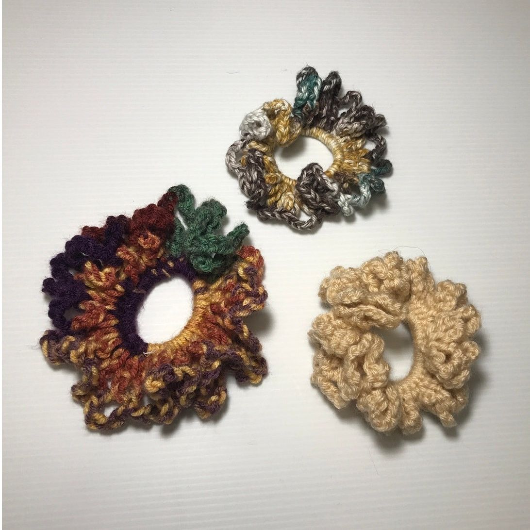 Handmade NWT Multicolor Handmade Crocheted Hair Scrunchie Set of 3 Size ONE SIZE - 1 Thumbnail