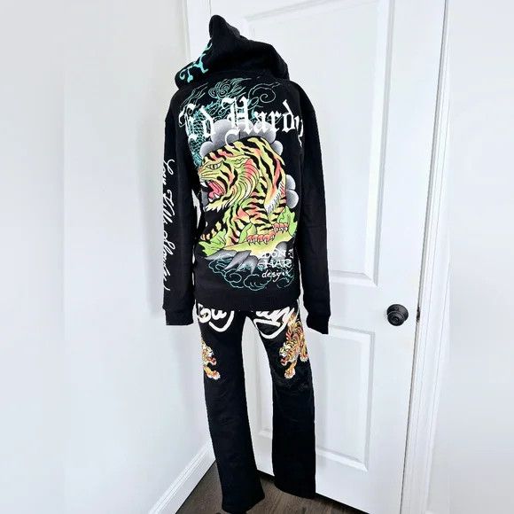 Ed Hardy Crawling Tigers Sweatsuit Coord Set Lounge Retro Tattoo Y2K Size ONE SIZE - 11 Thumbnail