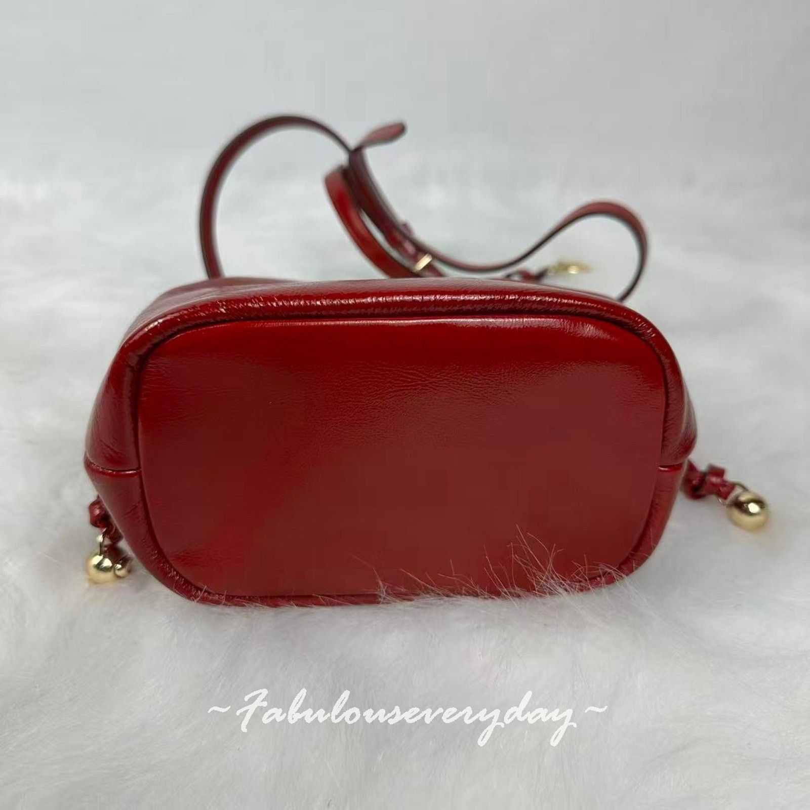 Coach Coach Faye Mini Drawstring Crinkle Leather/Dark Cardinal Size ONE SIZE - 5 Thumbnail