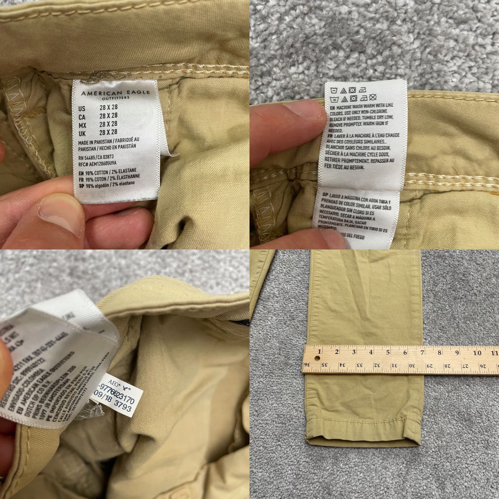 American Eagle Outfitters American Eagle Slim Fit Khaki Pants Mens 30x28 Brown Stretch Casual Workwear Size US 28 / EU 44 - 8 Thumbnail
