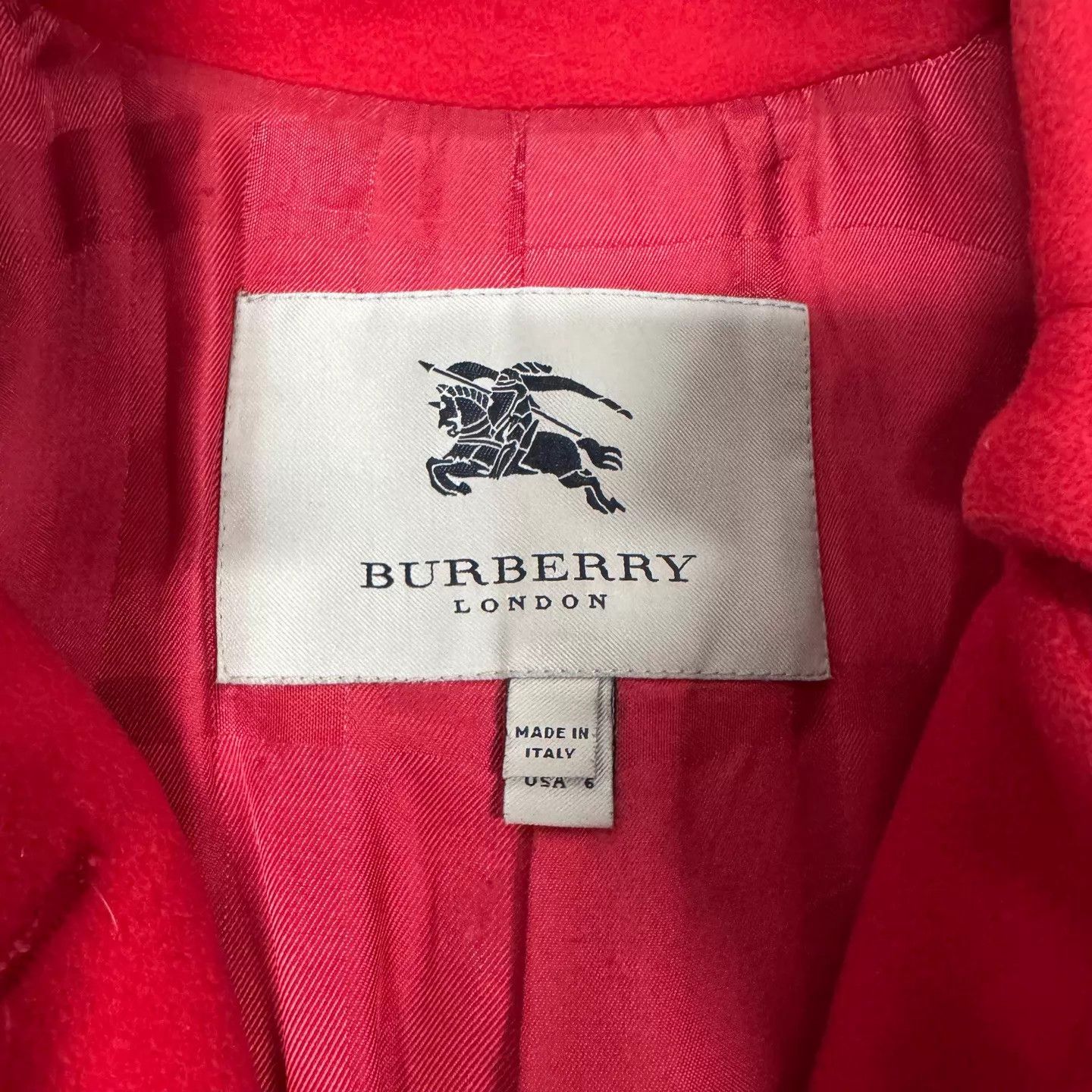 Burberry Burberry Red Single-breasted Wool Coat UK8 99new Size S / US 4 / IT 40 - 5 Thumbnail