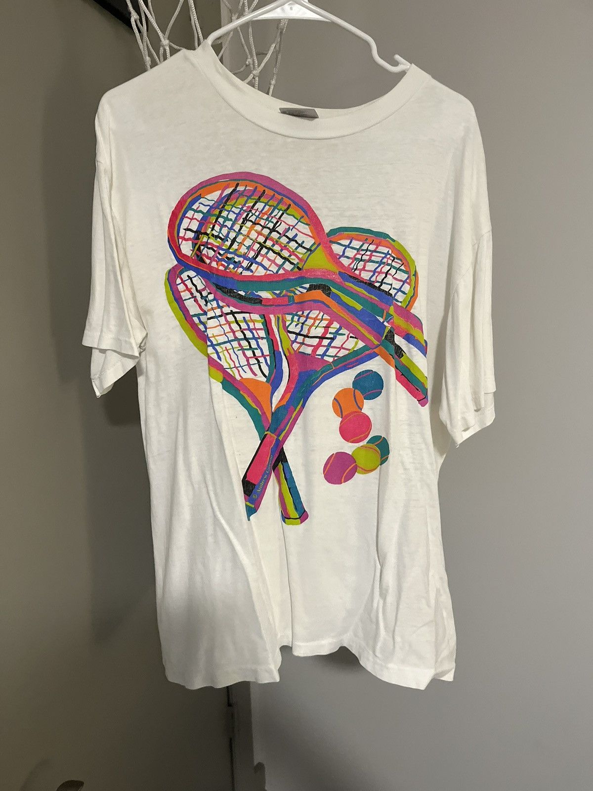 Vintage Vintage Tennis Art Tee Shirt Size US L / EU 52-54 / 3 - 1 Thumbnail