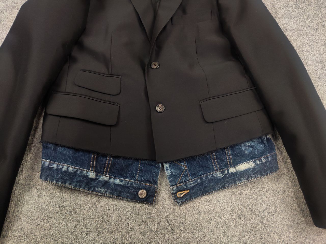 Dsquared2 Rare Dsquared2 AW17 Layered Blazer Distressed Denim Jacket Size US M / EU 48-50 / 2 - 7 Thumbnail