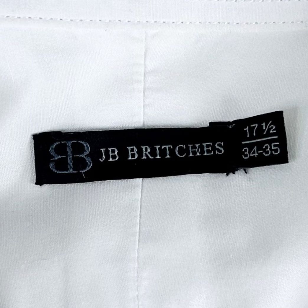 Vintage JB Britches Dress Shirt 17.5 34/35 White Cotton Blend Formal Button Front Shirt Mens Regular Long Sleeve Size 48R - 3 Thumbnail