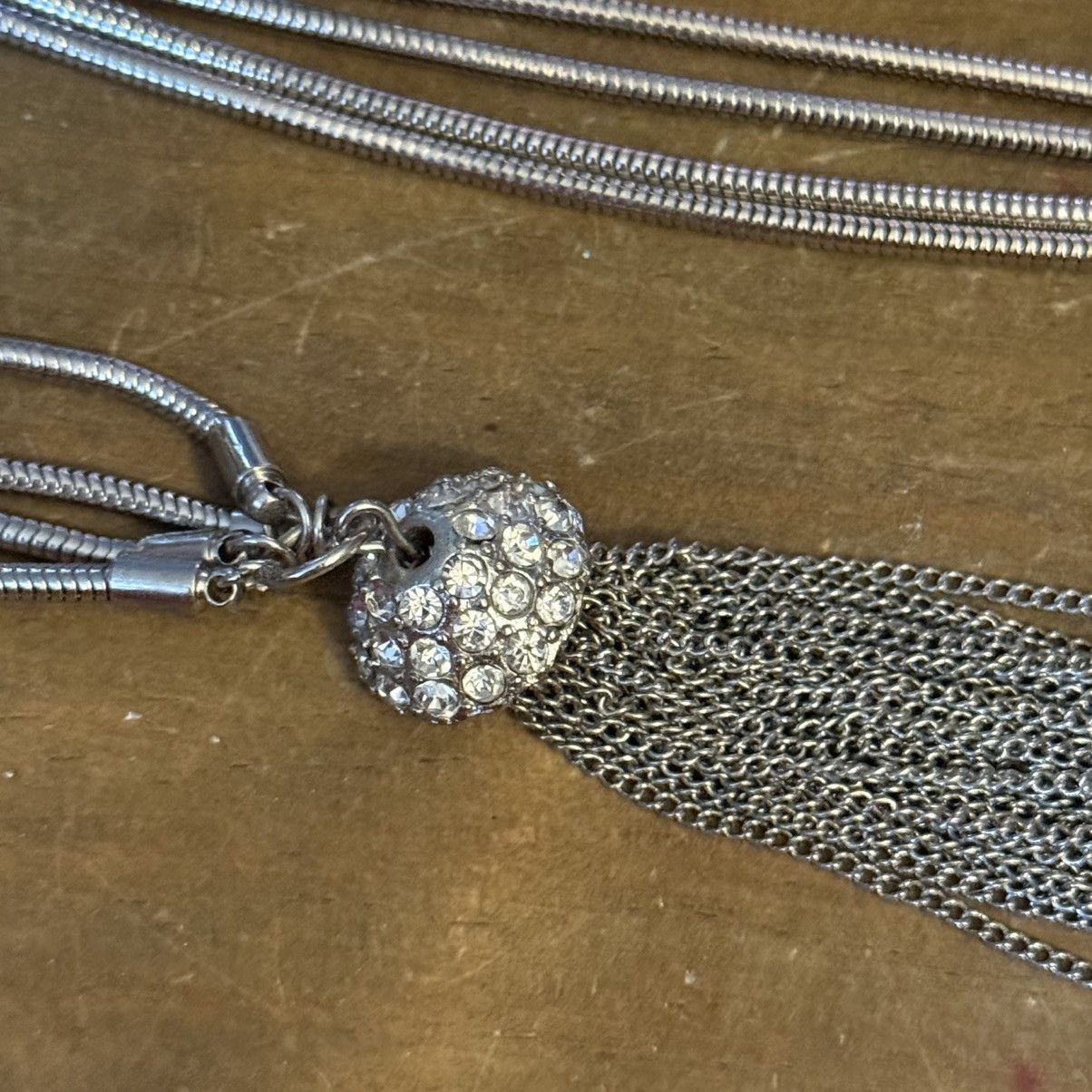 Other Long silver tone snake chain tassel necklace Size ONE SIZE - 3 Thumbnail