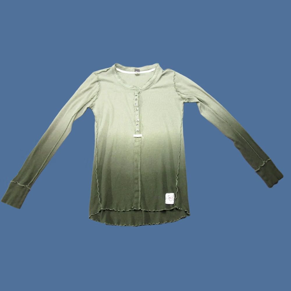 Free People Free People Shirt Womens Medium Green Linen Knit Henley Neck Cozy Up Size M / US 6-8 / IT 42-44 - 1 Thumbnail