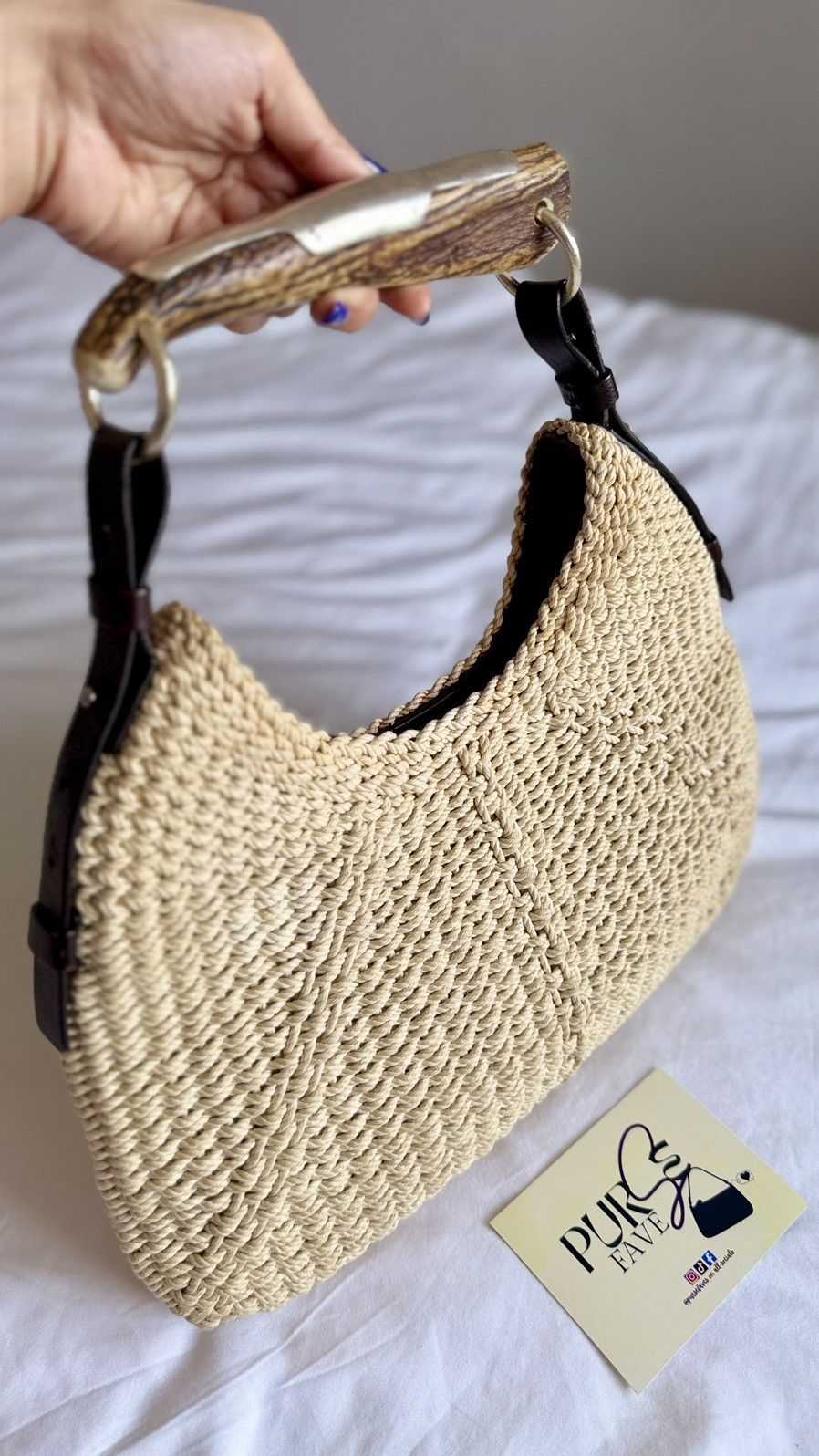 Yves Saint Laurent Yves Saint Laurent Mombasa Raffia Tom Ford Hobo Shoulder Bag Size ONE SIZE - 6 Thumbnail