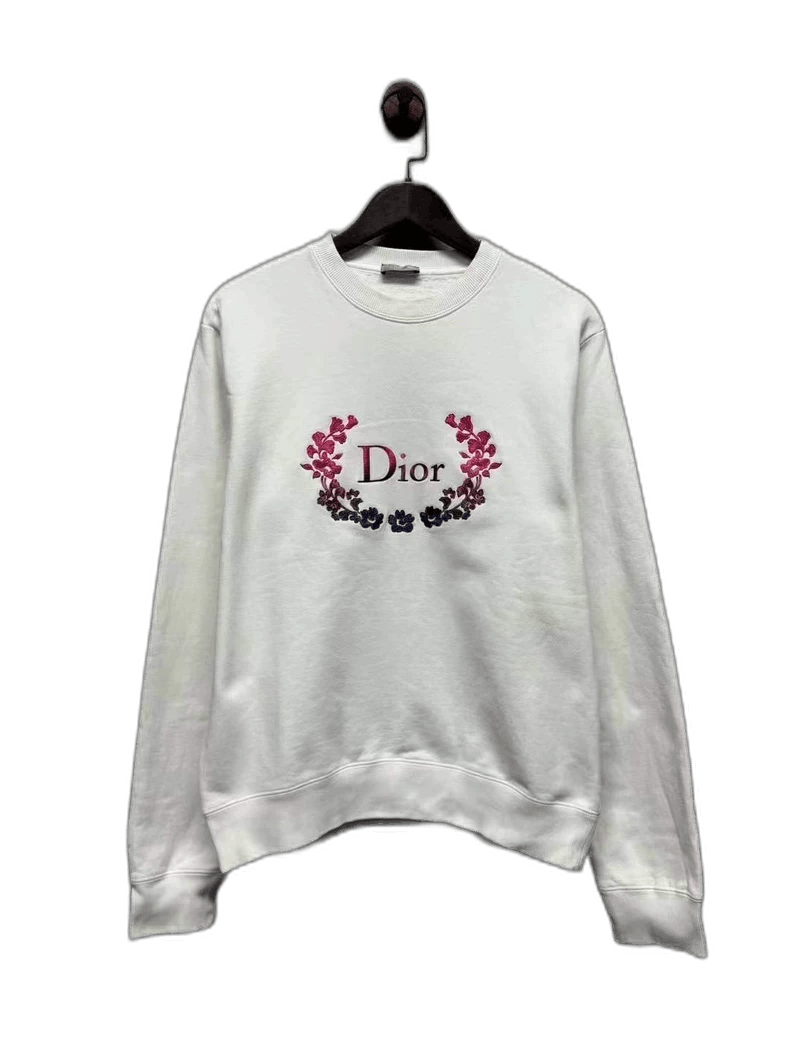 Dior Dior Embroidered Floral Sweatshirt in White-yf Size US L / EU 52-54 / 3 - 1 Thumbnail