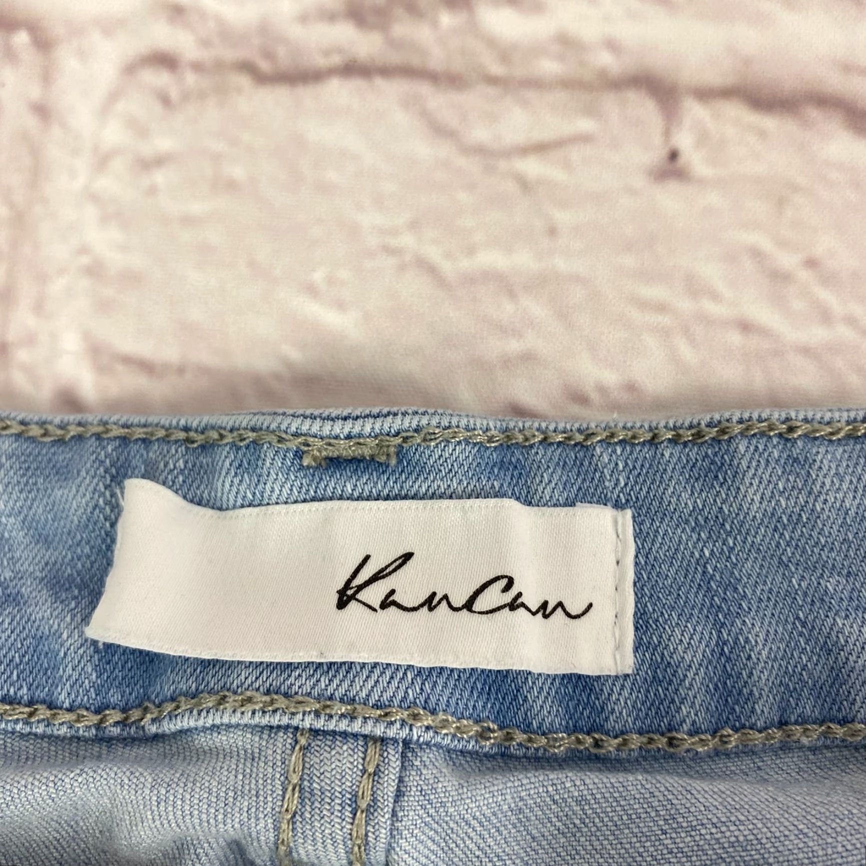 Vintage Kancan Jeans Junior Teens Size 5 Straight Light Blue Distressed Raw Hem Wash Size 27" / US 4 / IT 40 - 4 Thumbnail