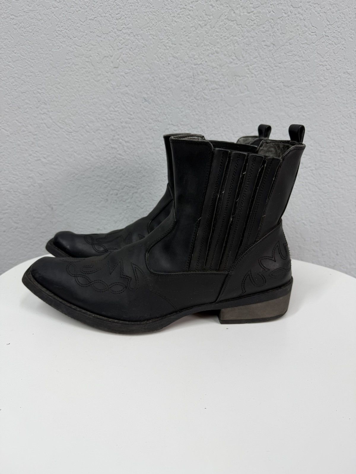 If Six Was Nine AS 98 Vibe Artisan Black Leather Side Cowboy Biker Boots Size US 12.5 / EU 45-46 - 6 Thumbnail
