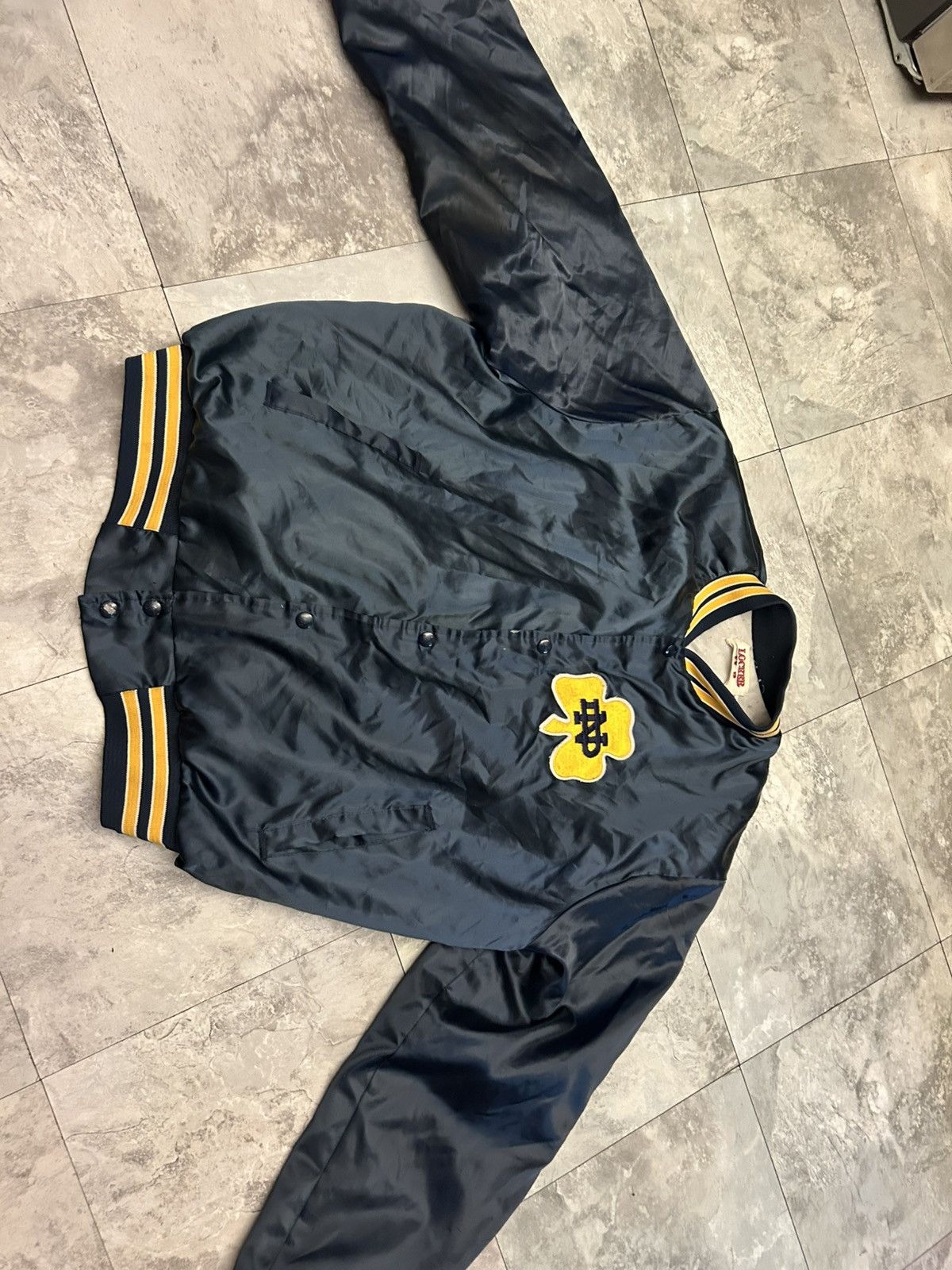Other Vintage Notre Dame Locker Spell Out Satin Bomber Jacket - XL Size US XL / EU 56 / 4 - 18 Thumbnail