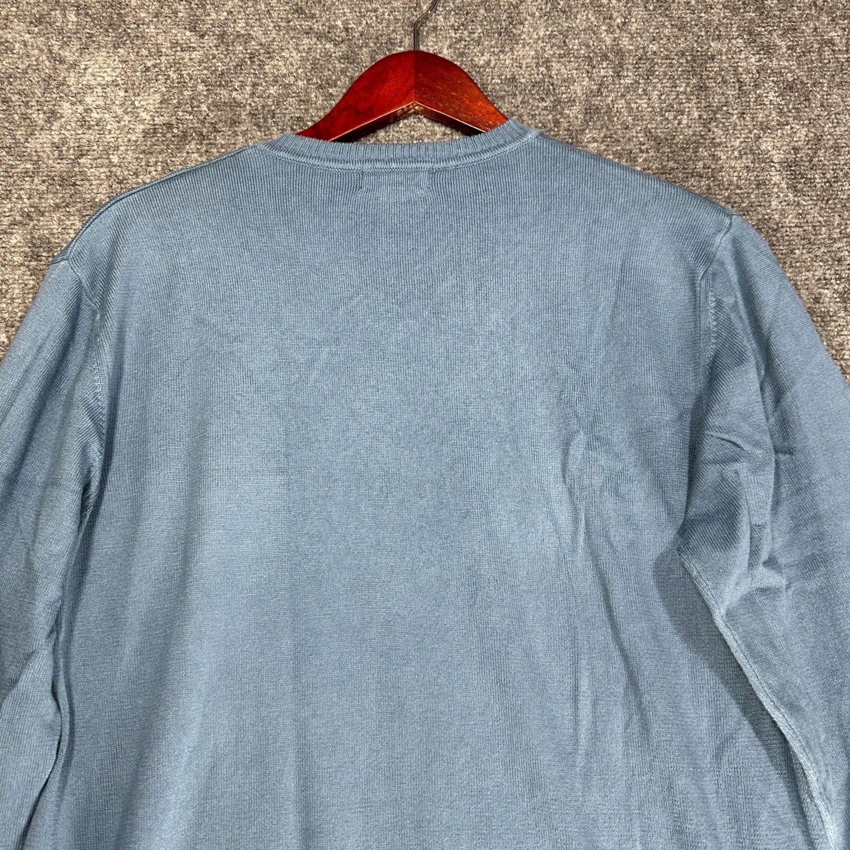 CO Cricket & Co Sweater Mens Medium Blue Cotton Pullover Rib Hem Cuffs Italy Size US M / EU 48-50 / 2 - 7 Thumbnail