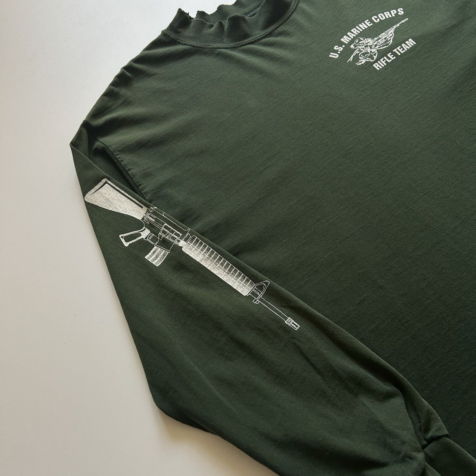 Gildan × Vintage Vintage US Marine Shirt Long Sleeve Large Rifle Team Gun Art Size US L / EU 52-54 / 3 - 3 Thumbnail