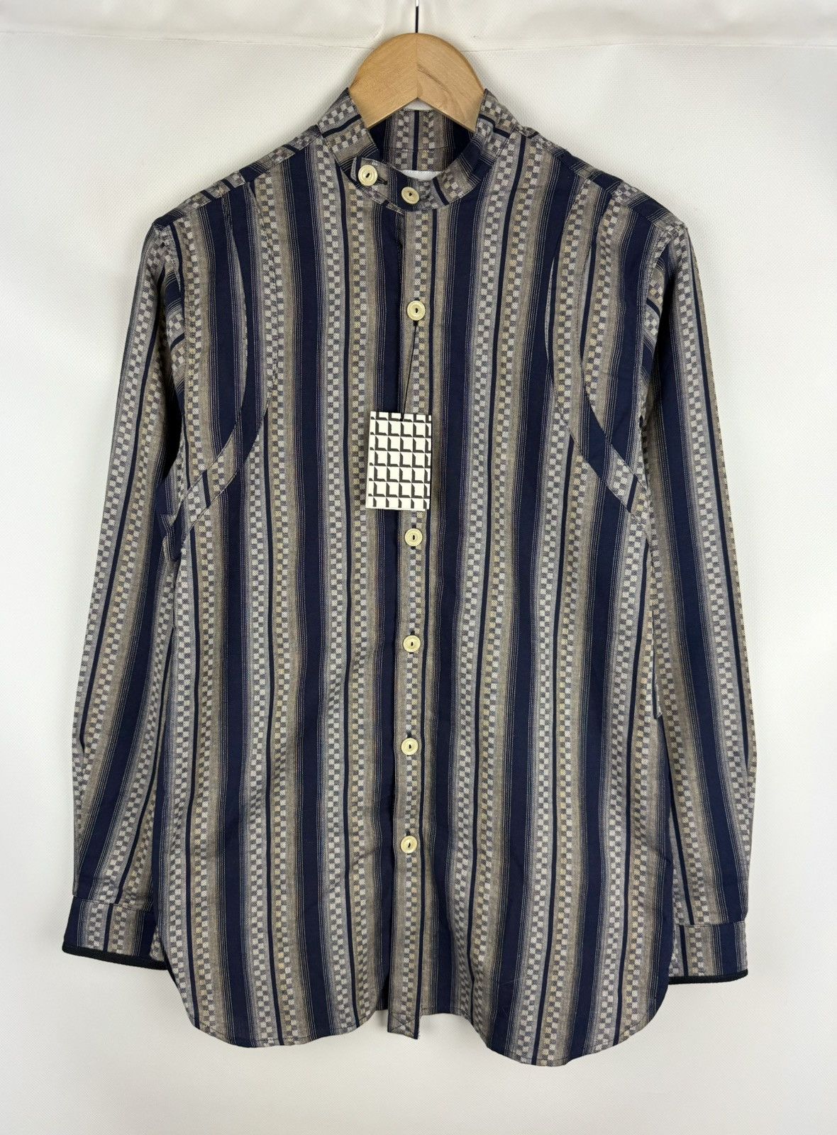 Designer BNWT! Labrum L/S Collarless Patterned Button Up Shirt Size US M / EU 48-50 / 2 - 1 Thumbnail