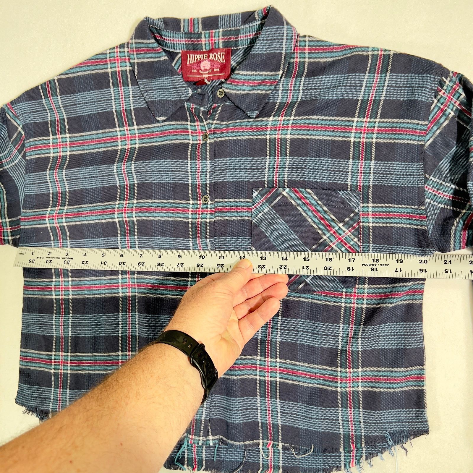 Other Hippie Rose Button Crop Top Woman's Small Blue Plaid Flannel Size S / US 4 / IT 40 - 5 Thumbnail