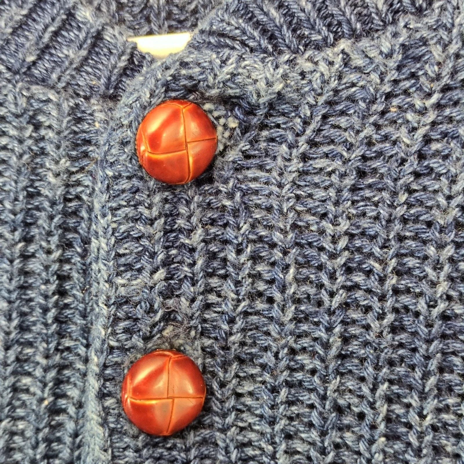 Vintage Tobruk Men's L Navy Blue Sweater Leather Buttons Cable Knit Size US L / EU 52-54 / 3 - 10 Thumbnail