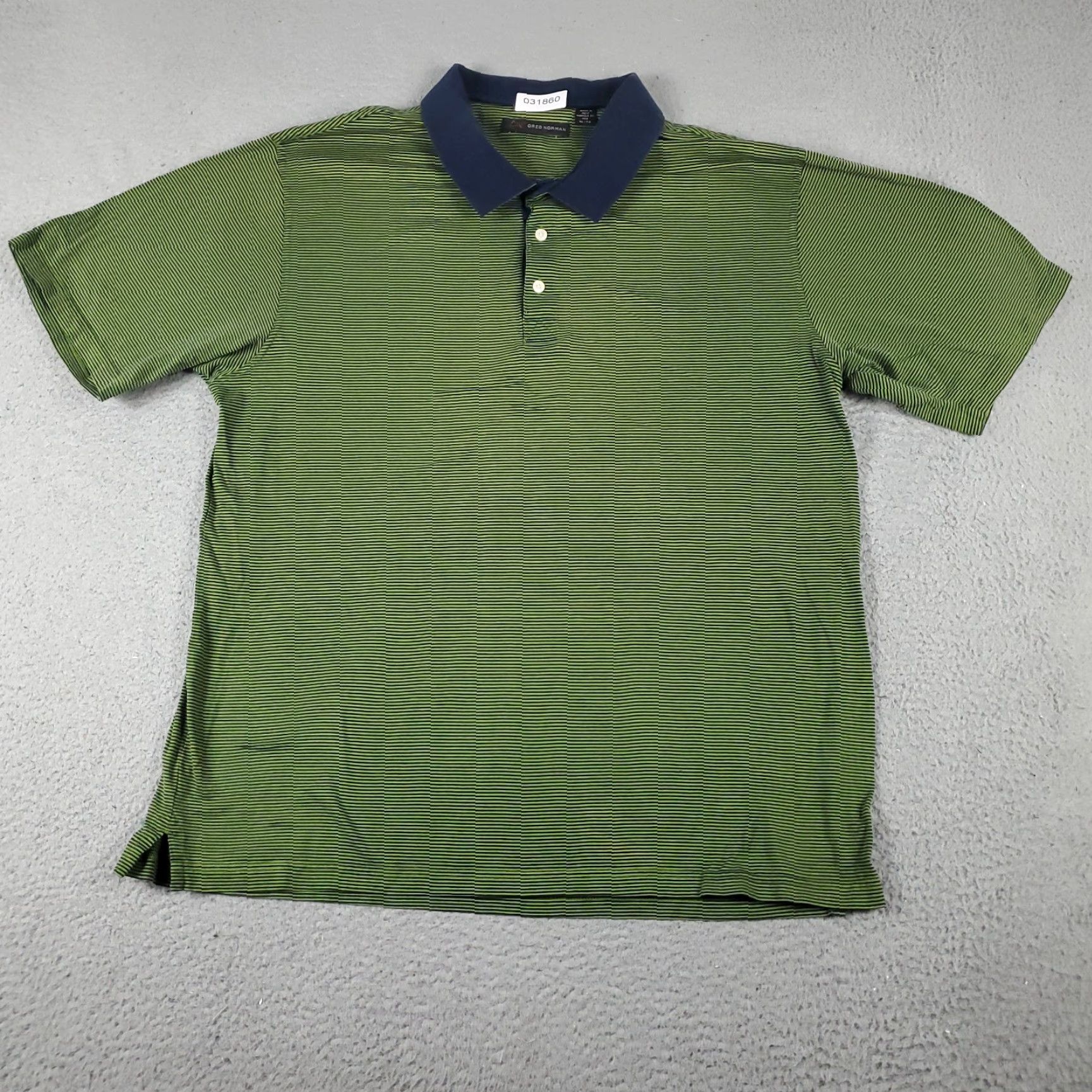 Vintage Greg Norman Polo Shirt Men’s XL Green Striped Cotton Short Sleeve Mens Size US XL / EU 56 / 4 - 2 Thumbnail