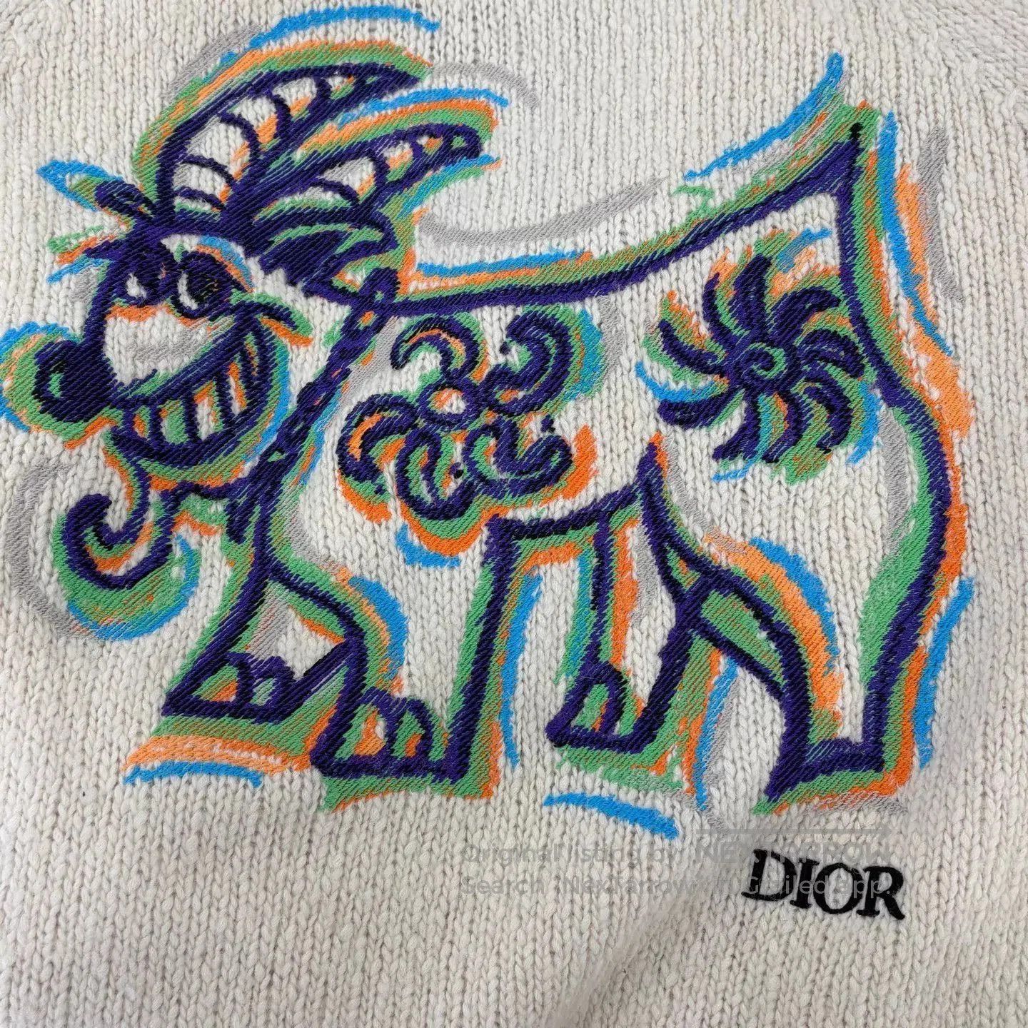 Dior Beige High Neck Knit Sweater with Colorful Graphic. Size US S / EU 44-46 / 1 - 7 Thumbnail