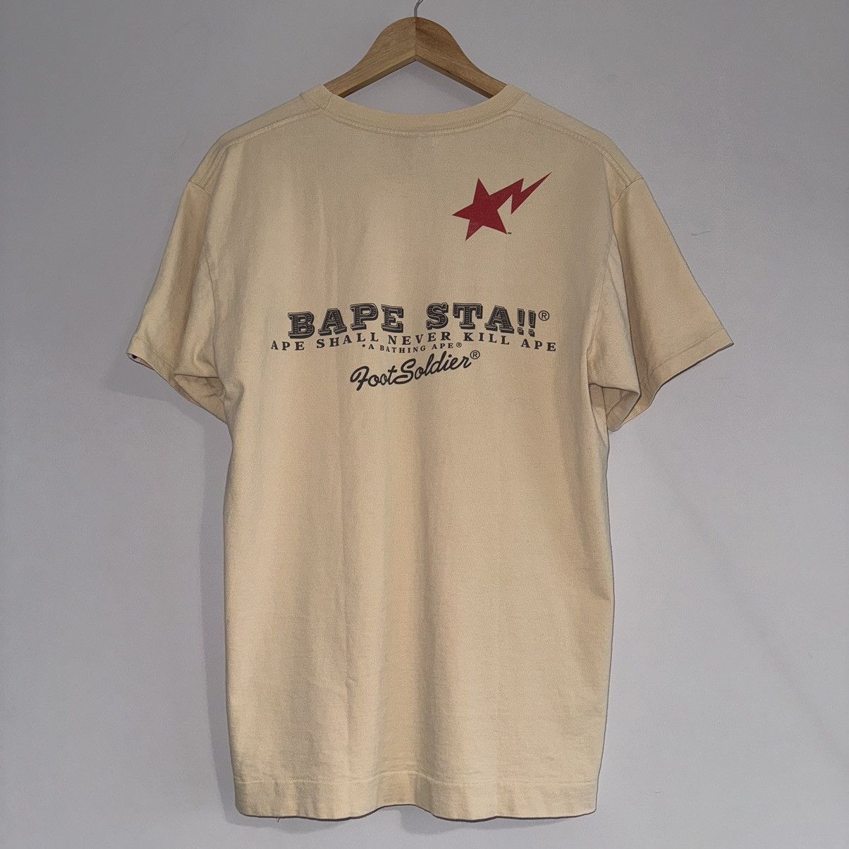 Bape × Vintage OG Star College Logo Tee Beige Size US L / EU 52-54 / 3 - 3 Thumbnail