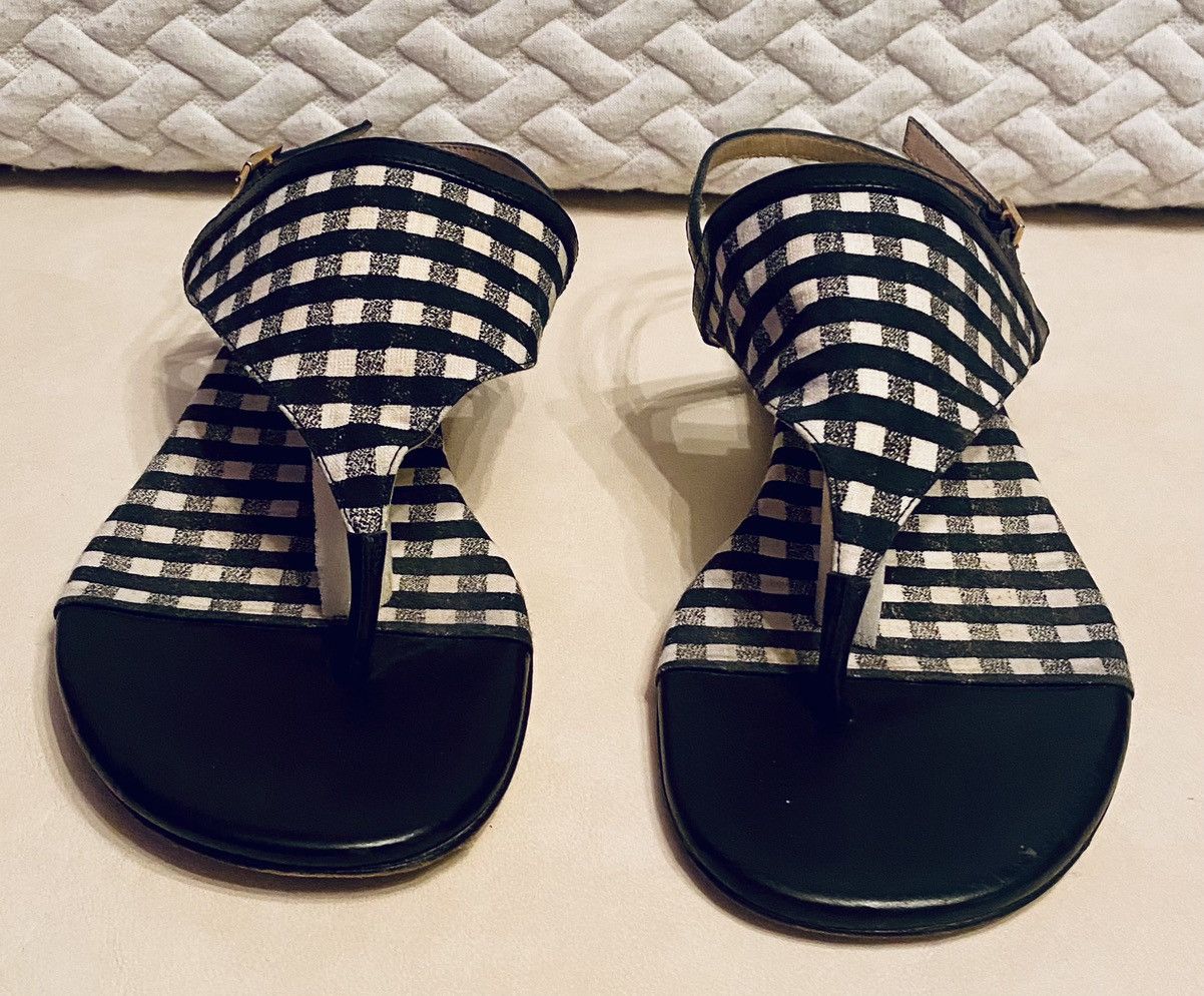 Diane von Furstenberg DvF 🇮🇹 Italian Summer Gingham Check Thong Sandals 7.5 B Size US 7.5 / IT 37.5 - 9 Thumbnail