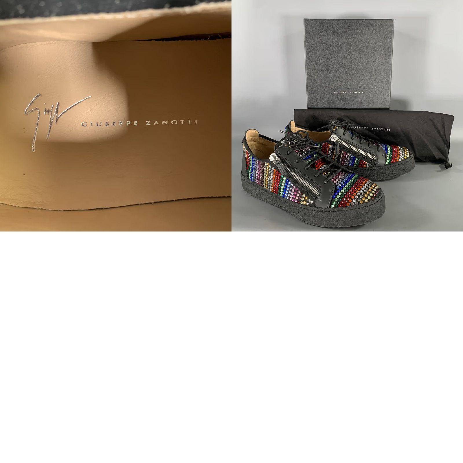 Giuseppe Zanotti GIUSEPPE ZANOTTI Sneakers Size 13 Black Studded Multi Color Mixed Fabrics Zip Mens Size US 13 / EU 46 - 8 Thumbnail