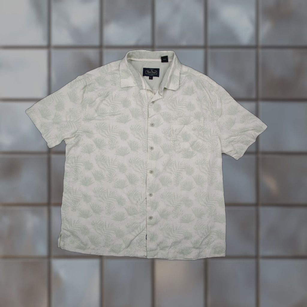 Nat Nast VINTAGE Nat Nast Luxury Originals Shirt Mens Large Green Floral Silk Cotton Blend Short Sleeve Casual Hawaiian Summer Size US L / EU 52-54 / 3 - 1 Thumbnail