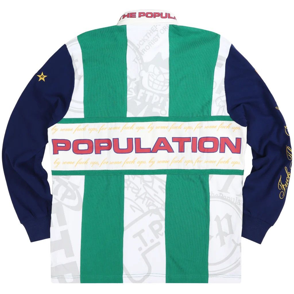 Fuck The Population FTP SOUVENiR RUGBY JERSEY LONGSLEEVE POLO SPORT GREEN NAVY Size US L / EU 52-54 / 3 - 2 Thumbnail