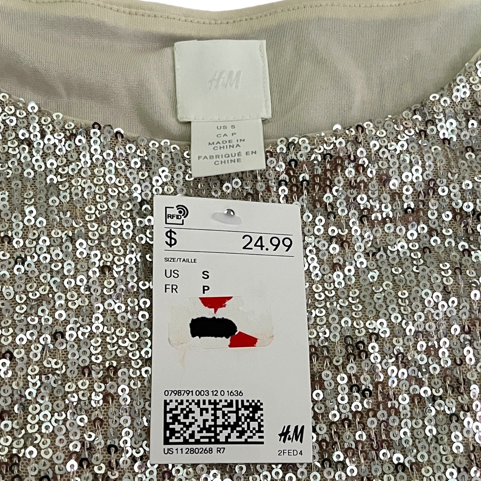 H&M Sparkly Straight Cut Sequined Mesh Short Sleeve Top Blouse Size S / US 4 / IT 40 - 7 Thumbnail