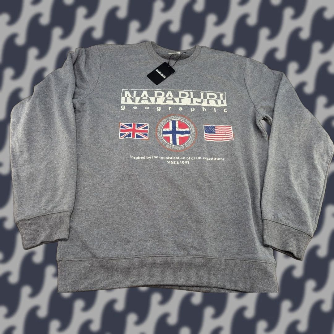 Napapijri Napapijri Mens Sweatshirt XL Crewneck Gray Antarctic Research Program Cotton Mil Moisture Wicking Regular Knit Pullover Men Size US XL / EU 56 / 4 - 1 Thumbnail