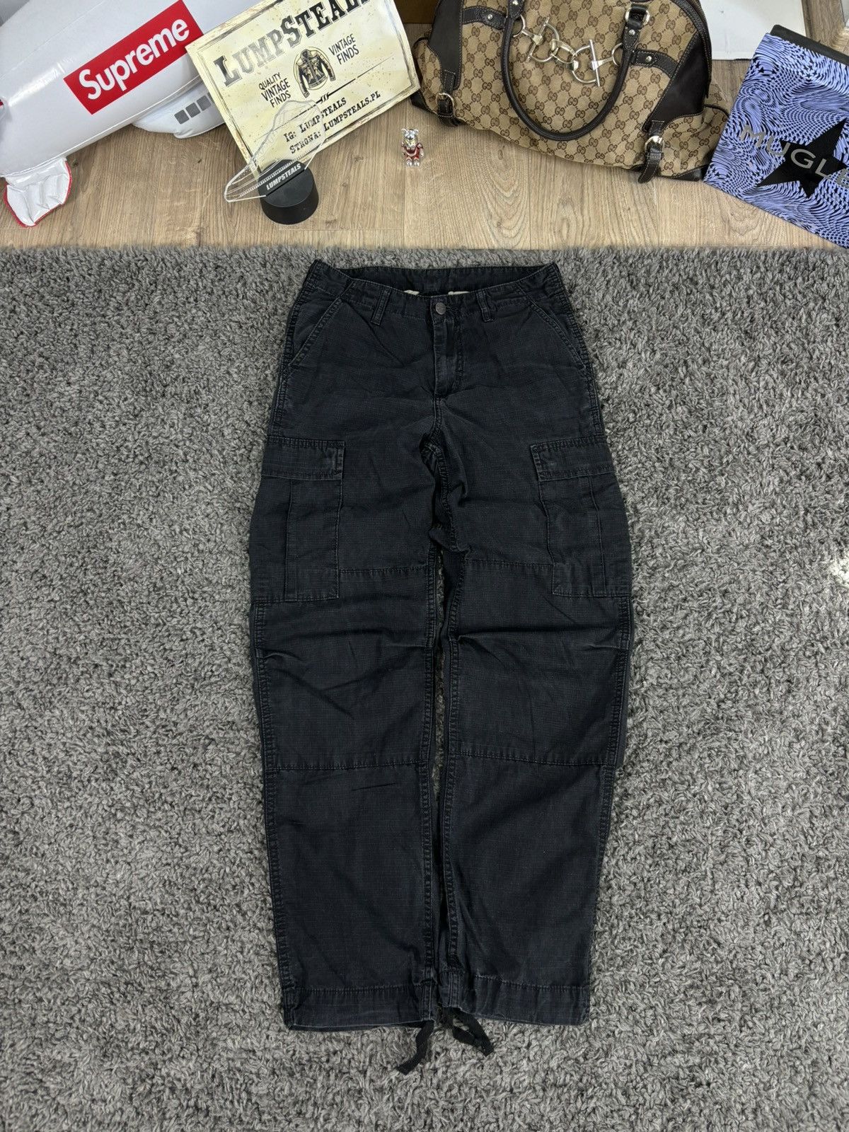 Carhartt × Vintage Wide Leg Cargo Baggy Carhartt Black Pants Y2K Vintage Skate Size US 32 / EU 48 - 1 Thumbnail