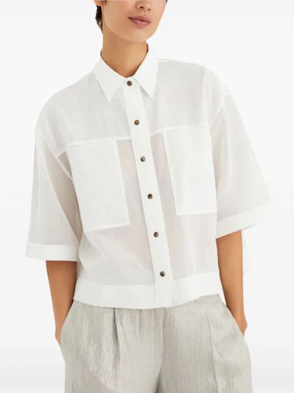 Brunello Cucinelli o1la1rc1a0425 Blouse in White Size L / US 10 / IT 46 - 1 Thumbnail