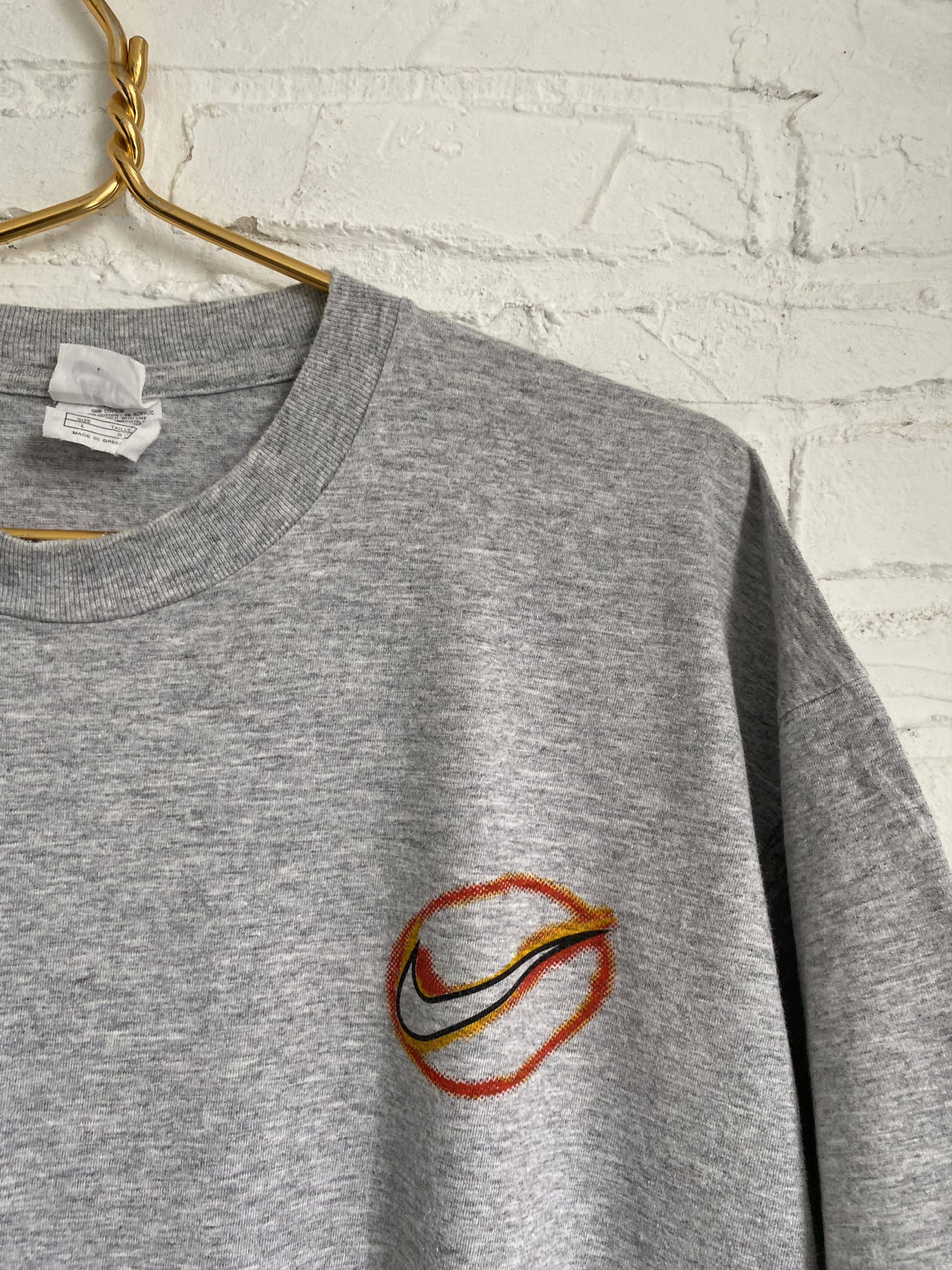 Nike × Vintage Vintage 90s Nike embroidered flame logo t-shirt Size US L / EU 52-54 / 3 - 5 Thumbnail