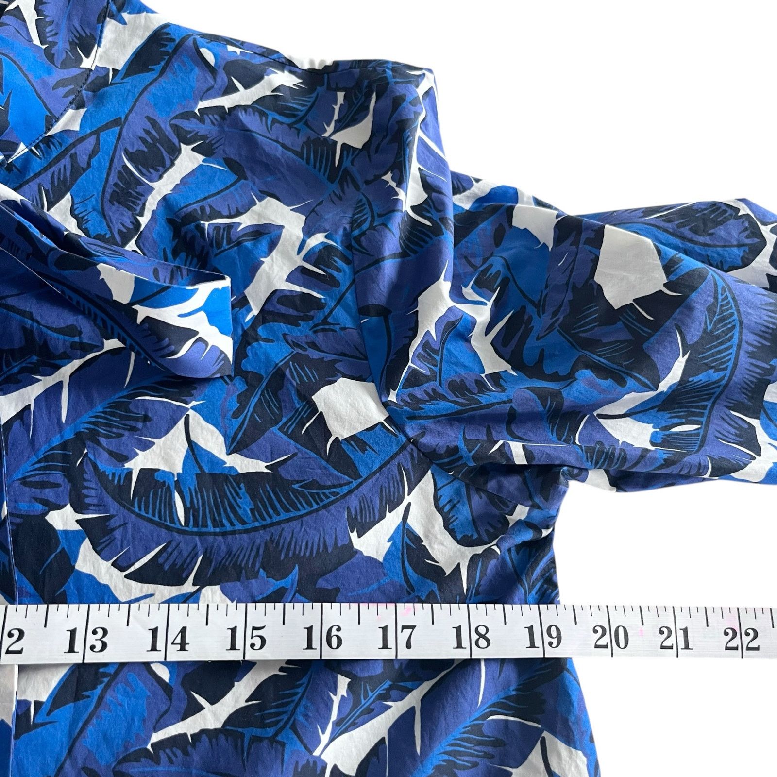 MSGM MSGM Blue Tropical Leaf Print Tie Neck Cotton Blouse Size M / US 6-8 / IT 42-44 - 7 Thumbnail