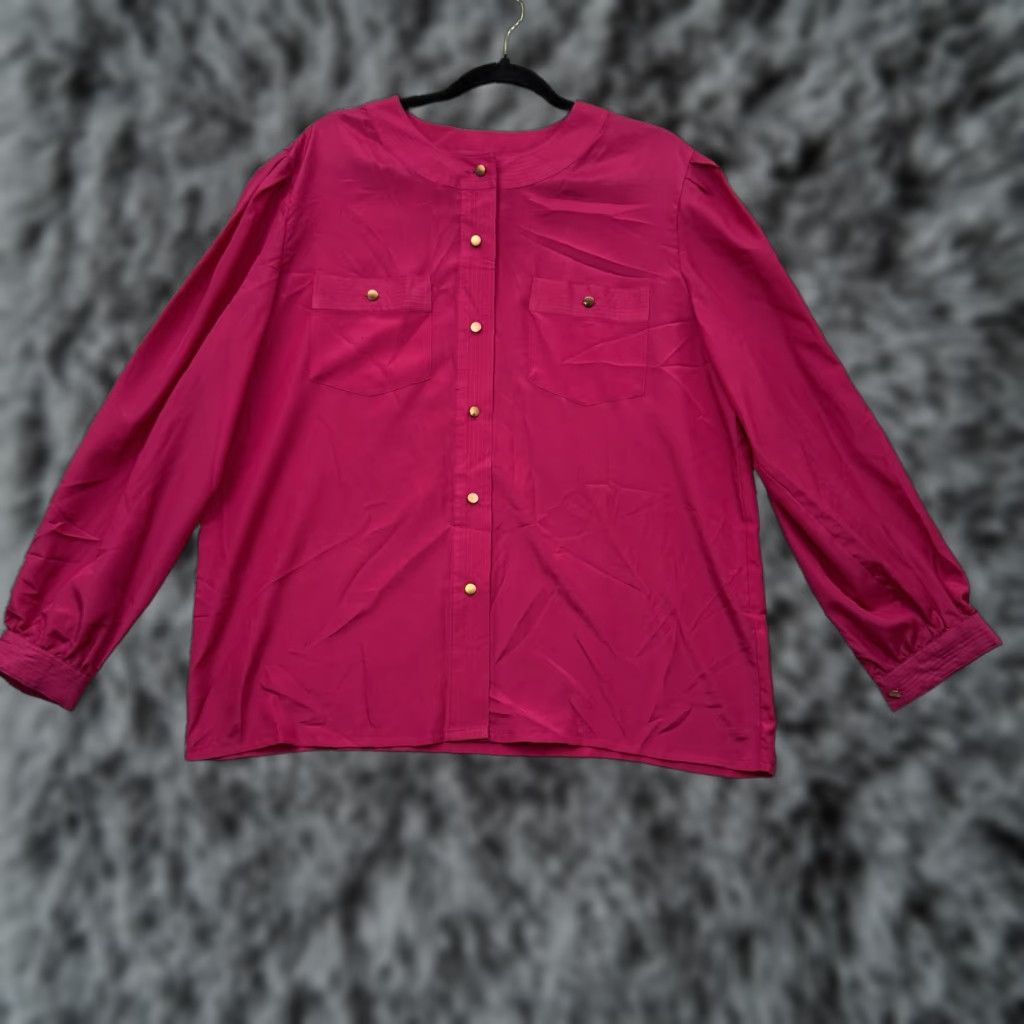 Vintage VINTAGE Sheridan Square Top Womens Size 18 Button-Up Office Feminine 90s Y2K Purple Solid Polyester Long Sleeve Collared Plus Size Womens Size XXL / US 16-18 / IT 52-54 - 1 Thumbnail