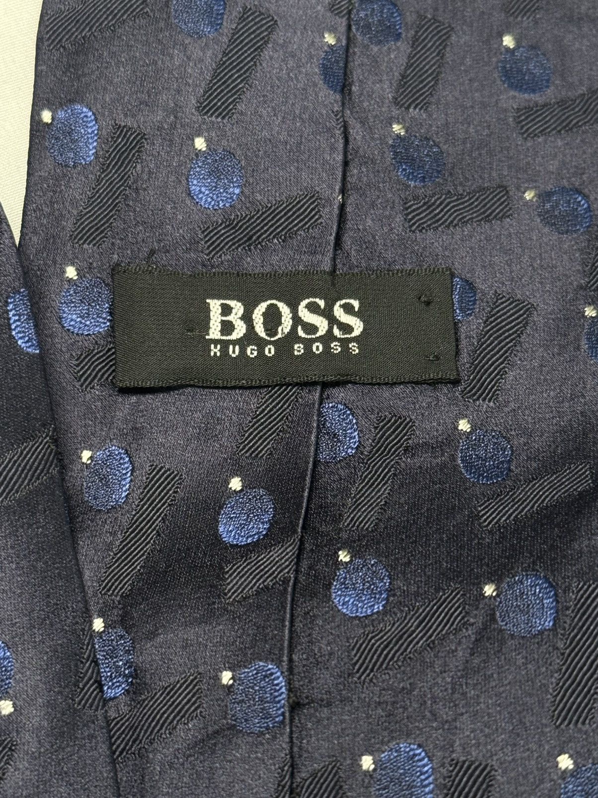 Hugo Boss BOSS Hugo Boss Navy Blue Polka Dot Patterned Tie Size ONE SIZE - 1 Thumbnail
