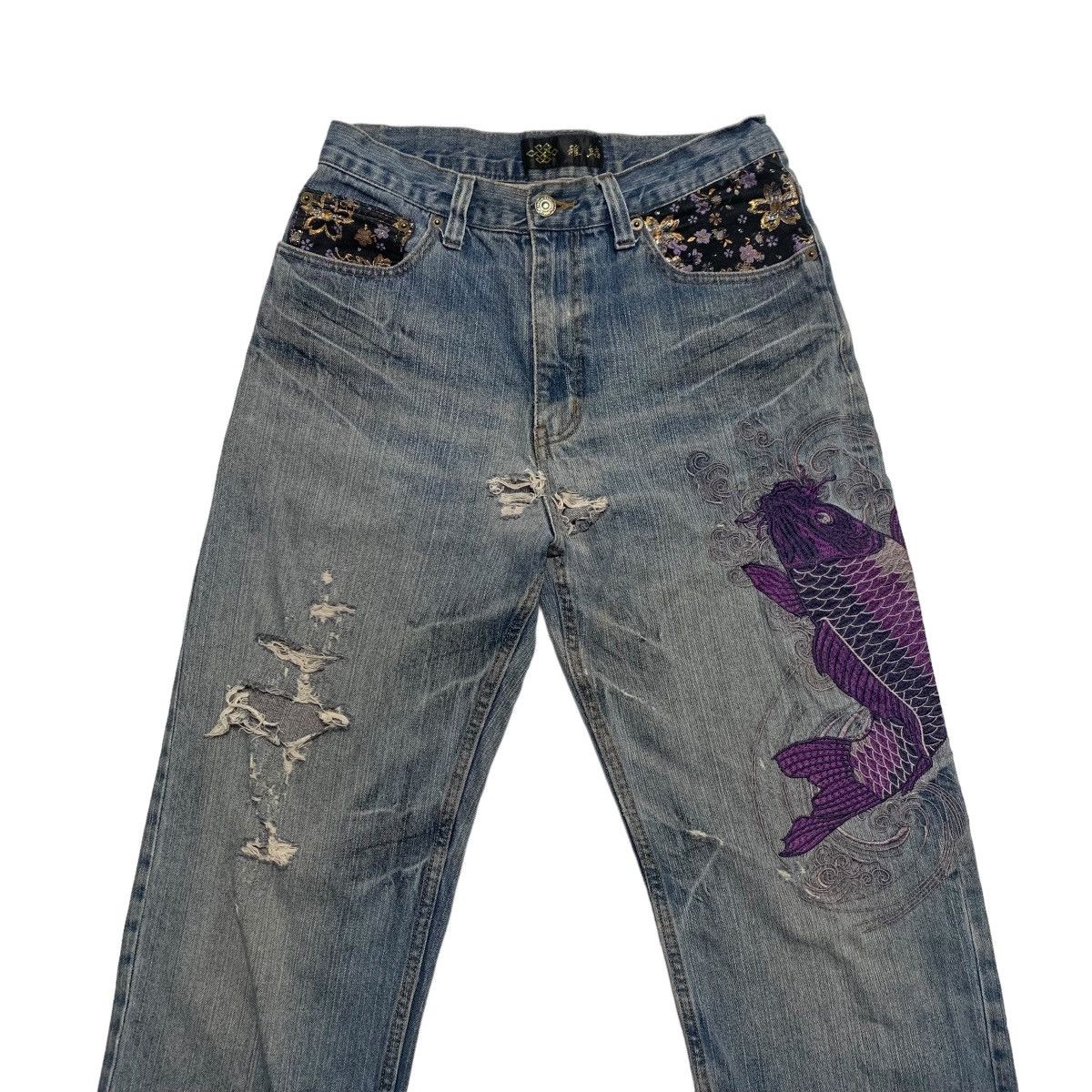 Japanese Brand Japanese Brand Embroidery Koi Fish Jeans Size US 33 - 3 Thumbnail