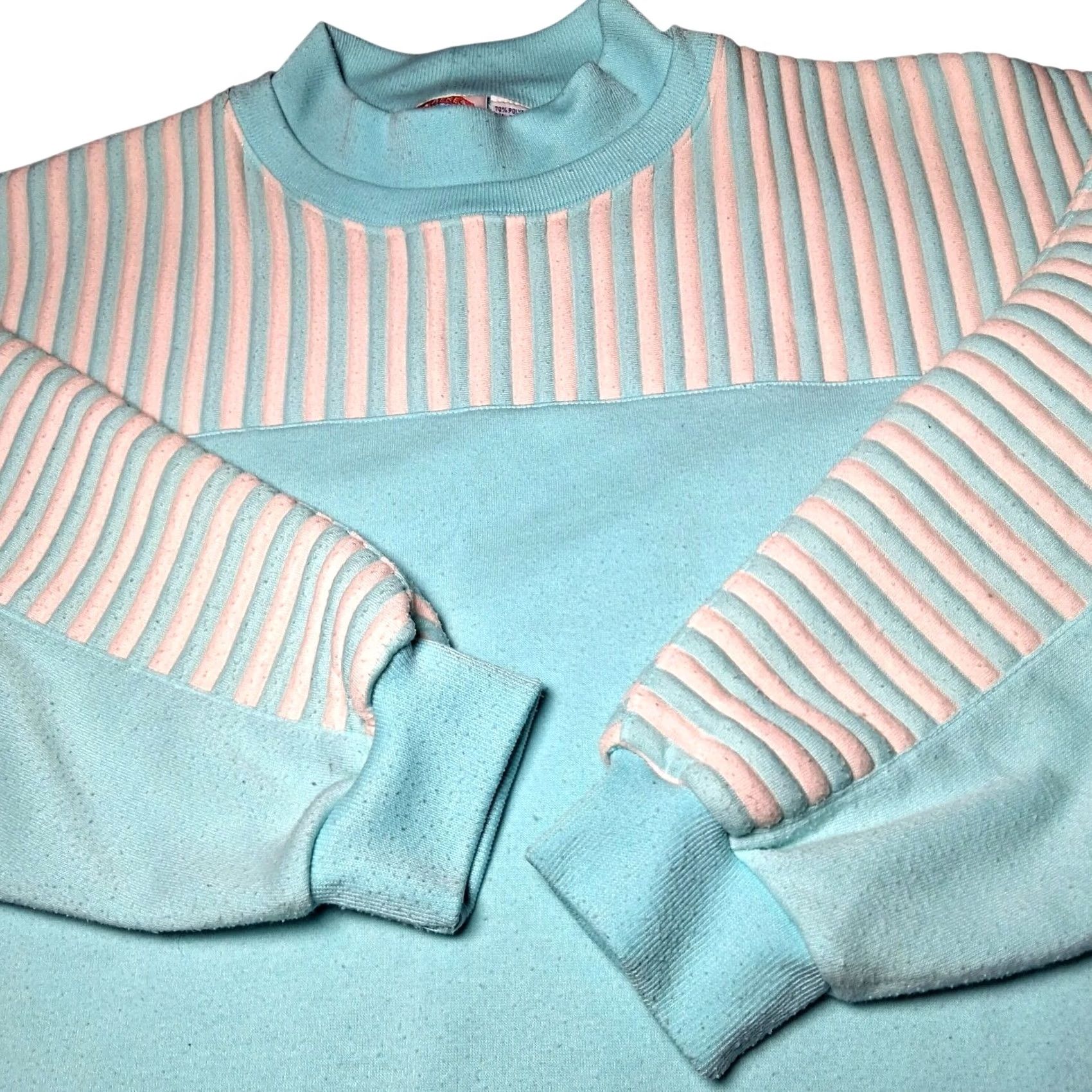 Vintage VINTAGE Apres Sport Sweatshirt Women Large Blue Pink Ribbed Crewneck READ Size L / US 10 / IT 46 - 2 Thumbnail