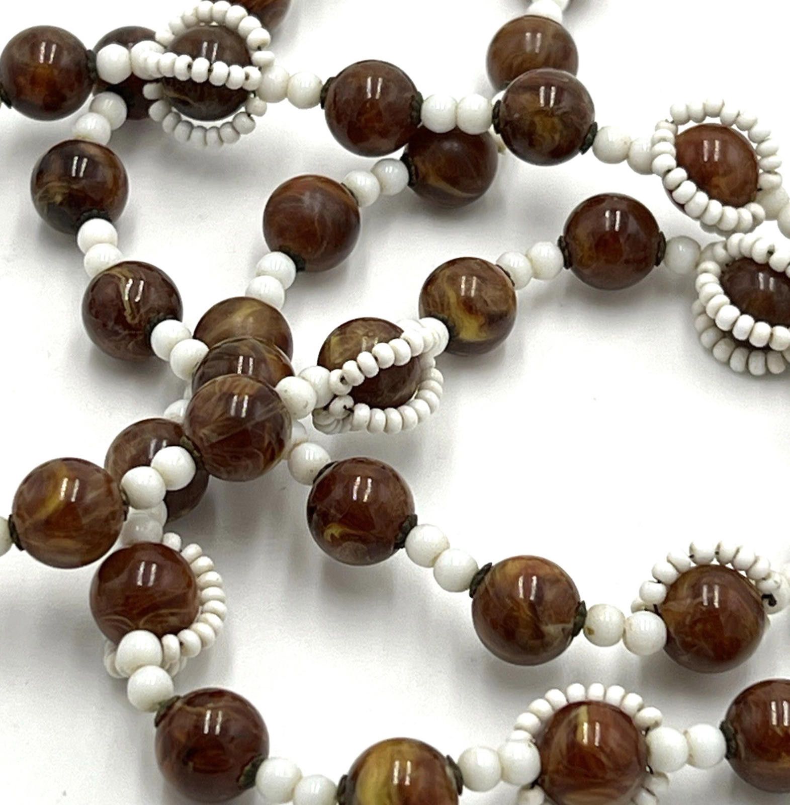 Other Miriam Haskell Bead Necklace Glass Brown & White Wrap Around Size ONE SIZE - 8 Thumbnail
