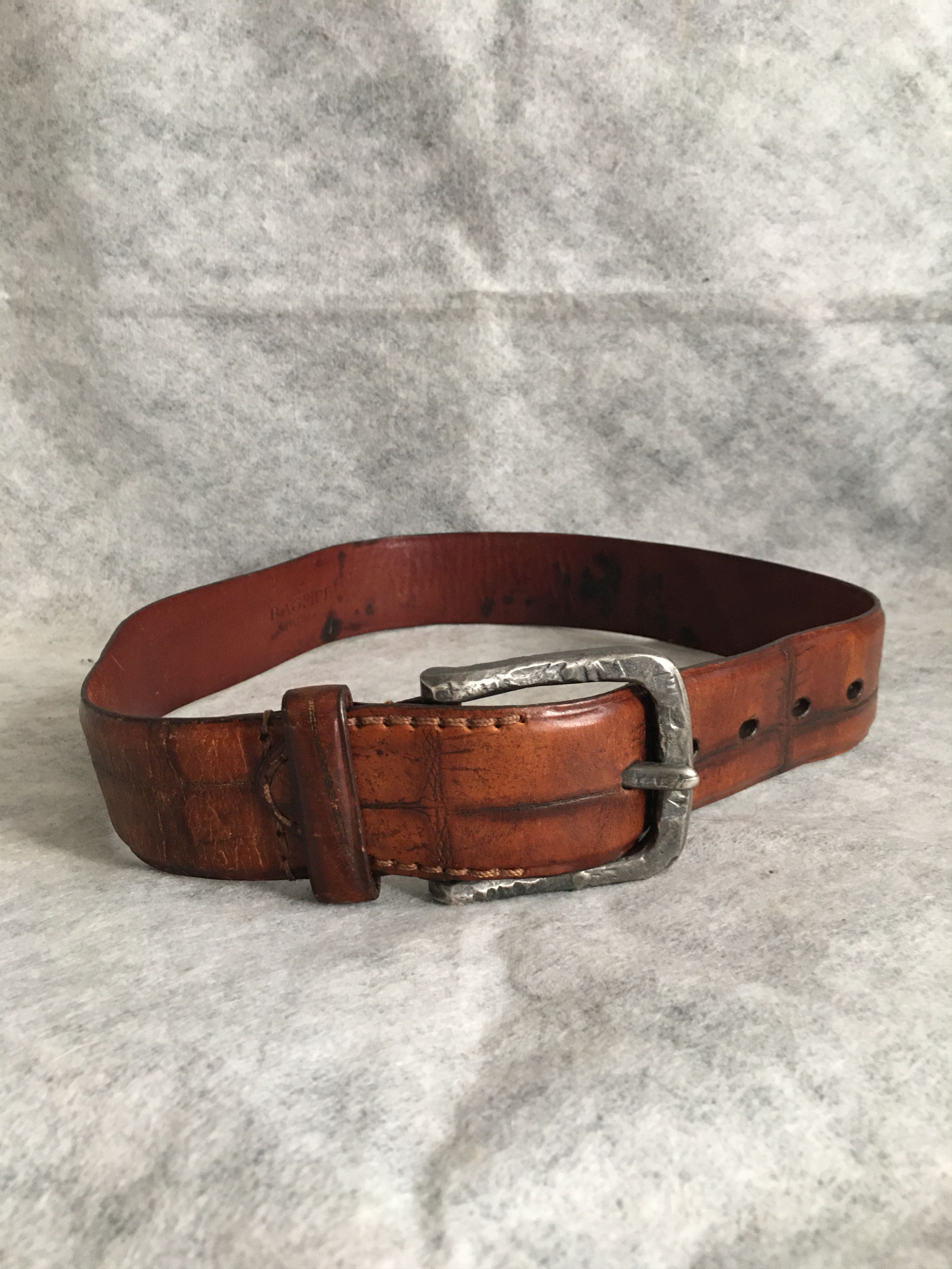 Other Bagpipe Parma Leather Italy Belt Croco Embossed Size 40/65 Size ONE SIZE - 2 Thumbnail