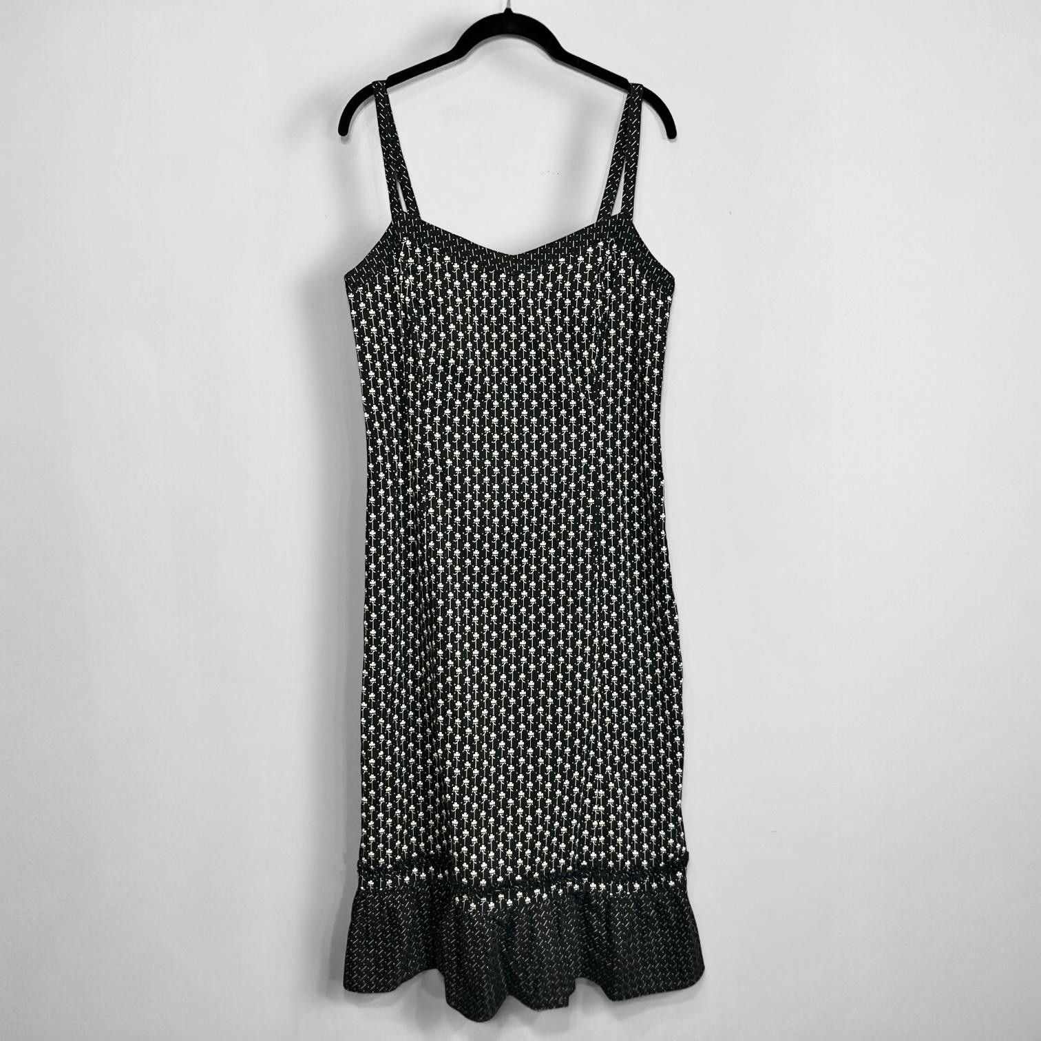 Designer Chic Black Floral Print Slip Dress Size M / US 6-8 / IT 42-44 - 1 Thumbnail