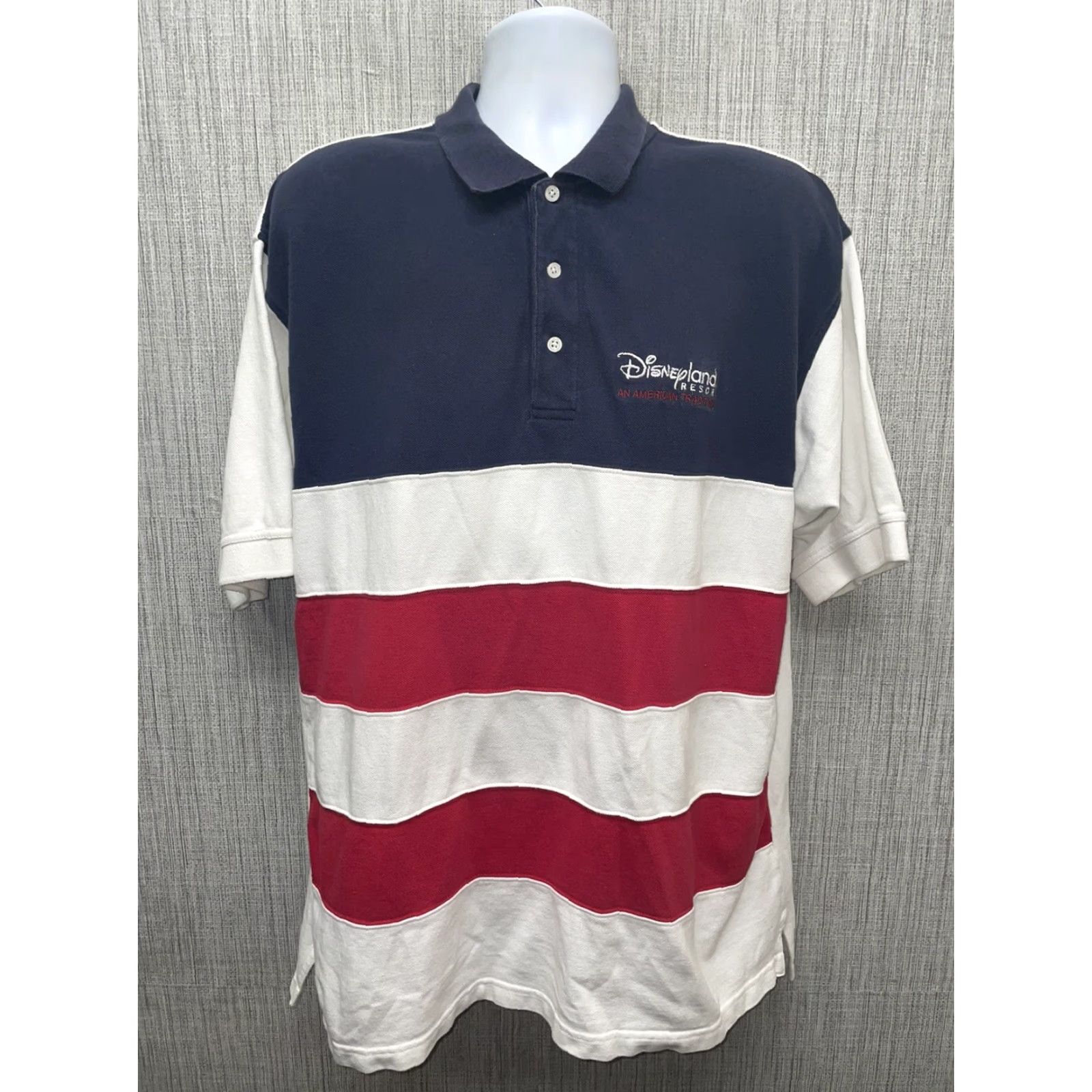 Vintage DisneyLand Polo Mens XL 100% Cotton White/Dark Blue Polo White Dark Blue 100% Cotton Men XL DisneyLand Polo Size US XL / EU 56 / 4 - 2 Thumbnail
