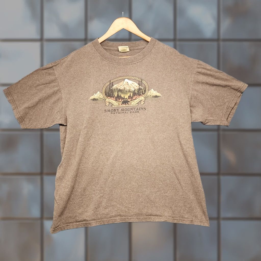 Vintage Eco Mountain Smokey Mountains National Forest Shirt XL Brown Short Sleeve Nature Mens T-Shirt Crew Neck Short Sleeve Regular Men Size US XL / EU 56 / 4 - 1 Thumbnail