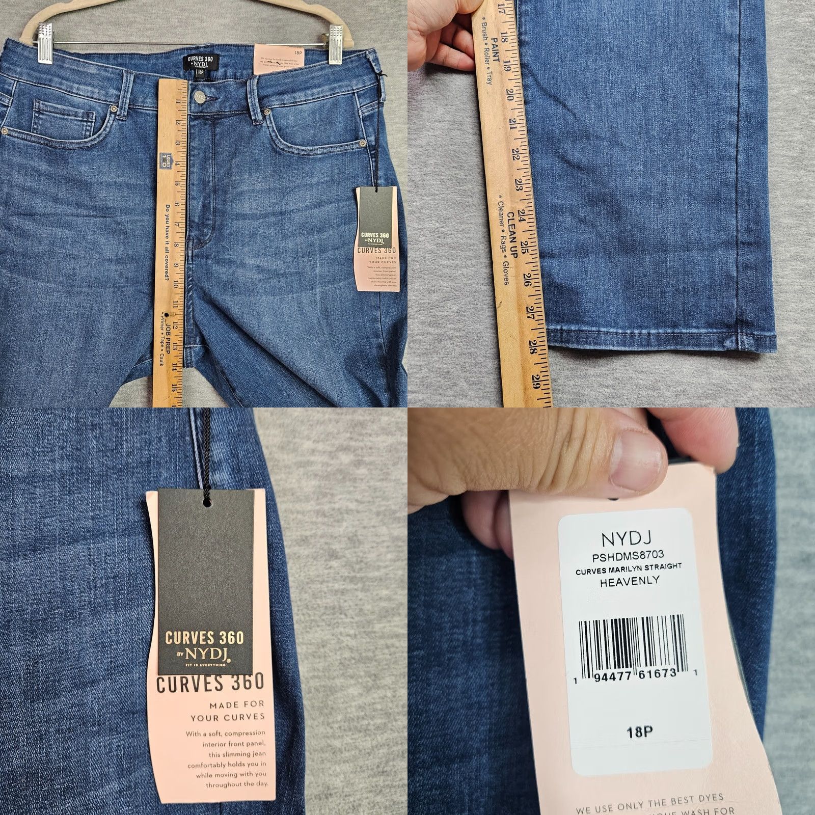 NYDJ NYDJ CURVES 360 Jeans Straight Blue 18P Womens Denim Regular Machine Washable Belted 5-Pocket Size 40" / US 18 - 8 Thumbnail