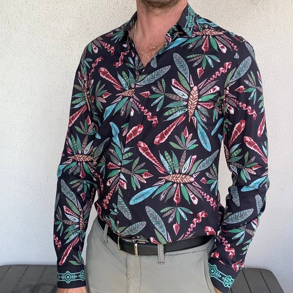 Versace Versace Black Pattern Dress Shirt Size US M / EU 48-50 / 2 - 2 Thumbnail