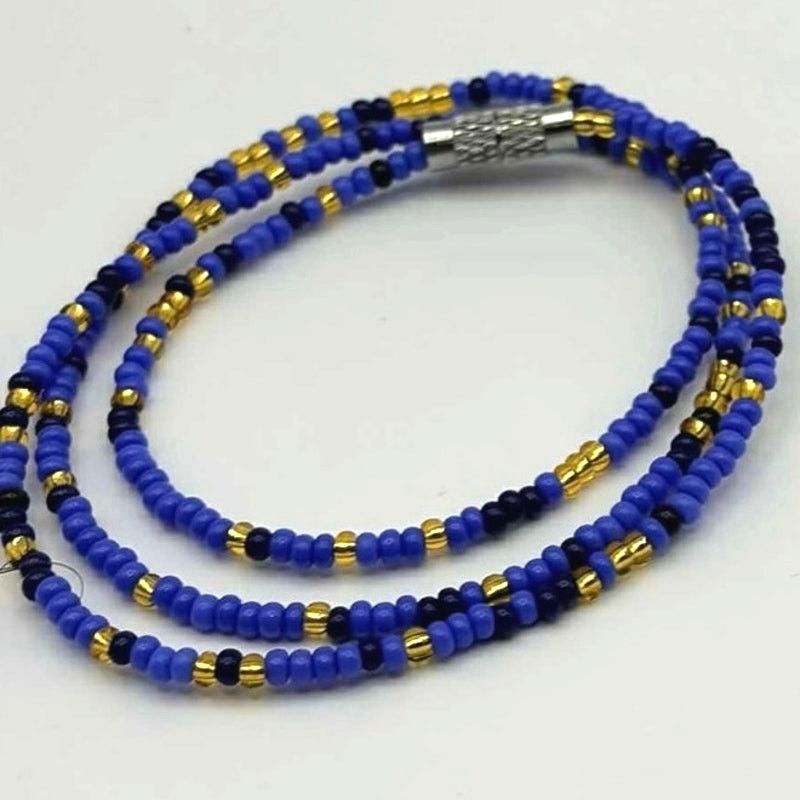 Other Blue & Gold Beaded Necklace Size ONE SIZE - 3 Thumbnail